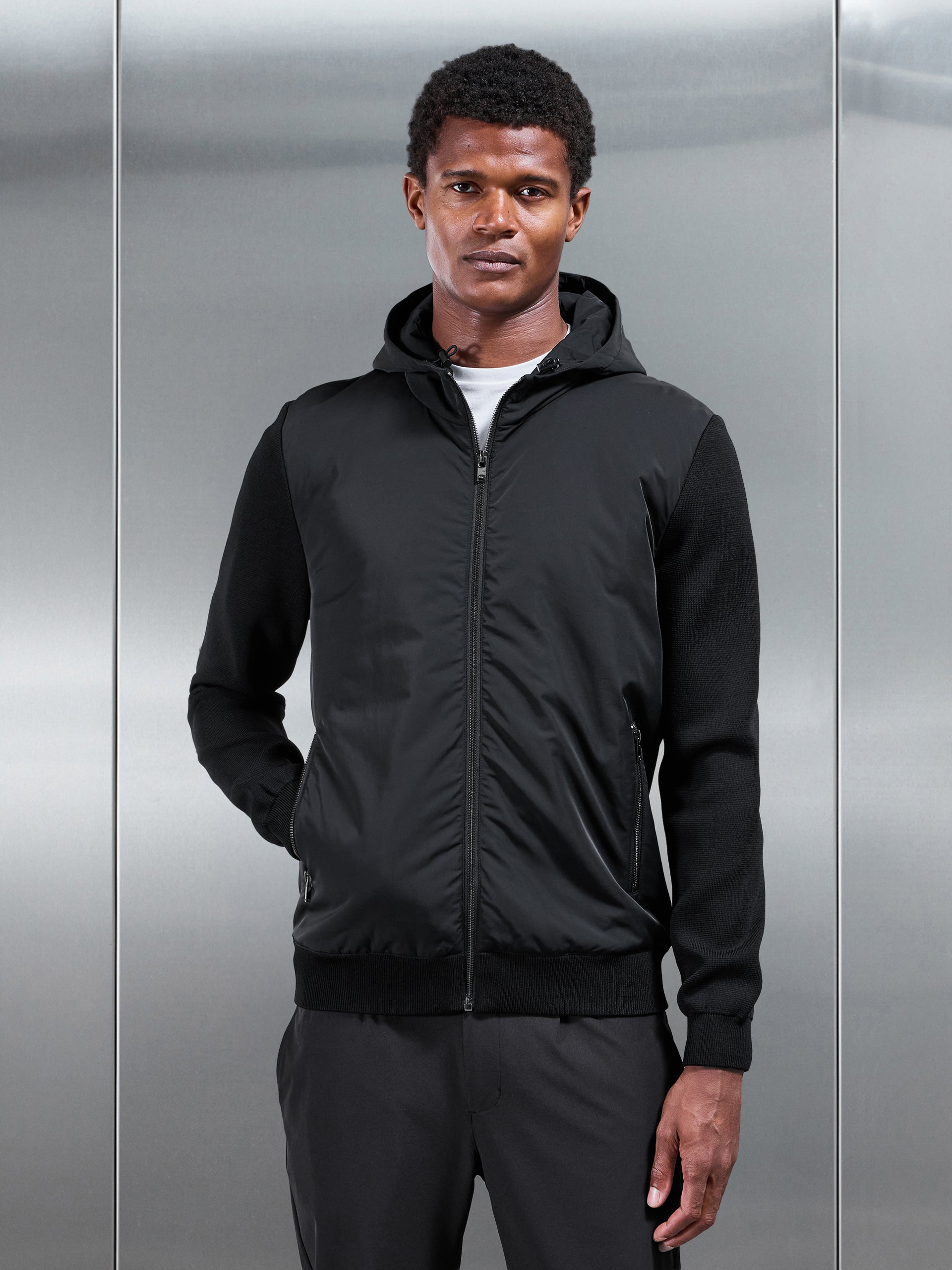 Hybrid Knitted Windbreaker in Black
