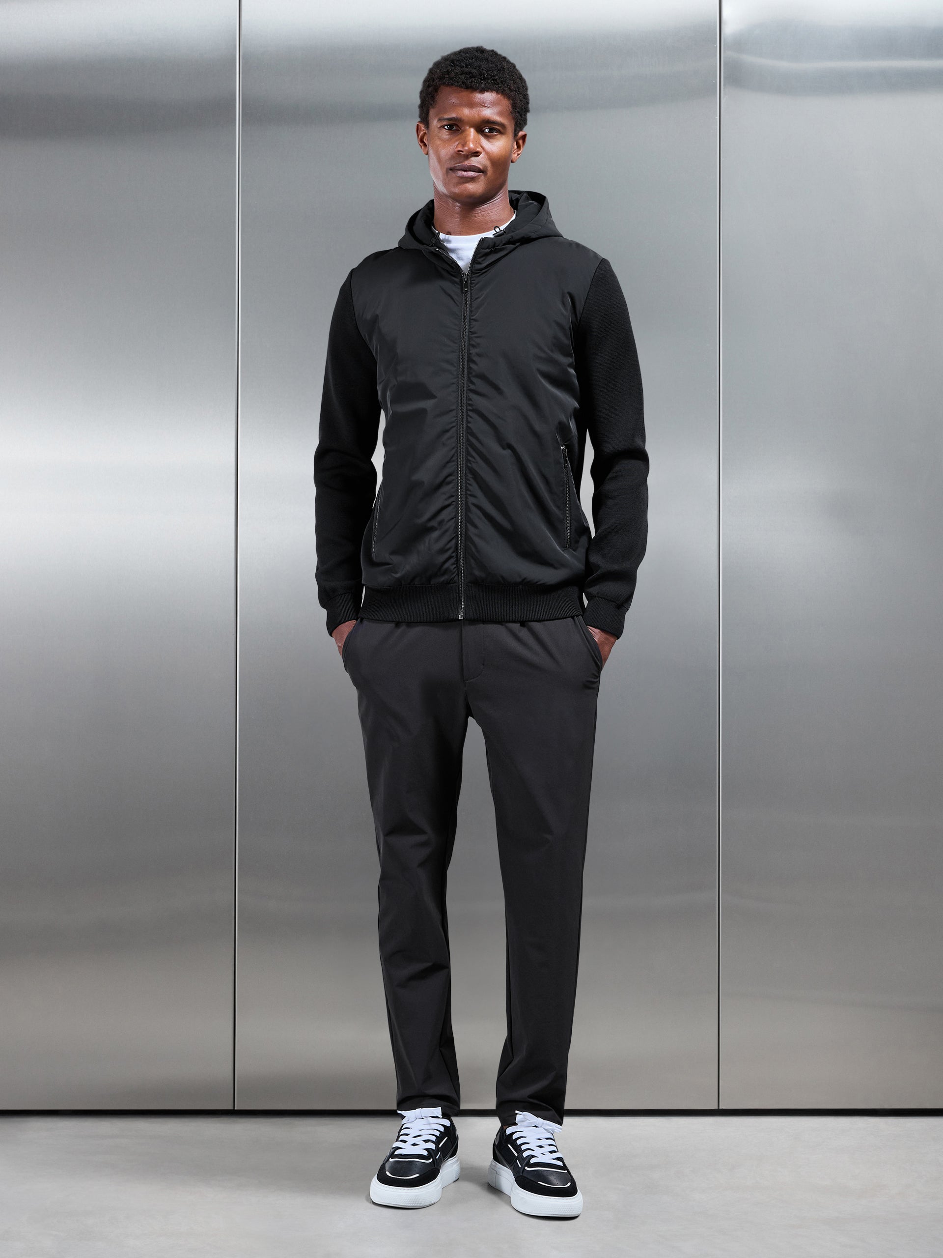 Hybrid Knitted Windbreaker in Black