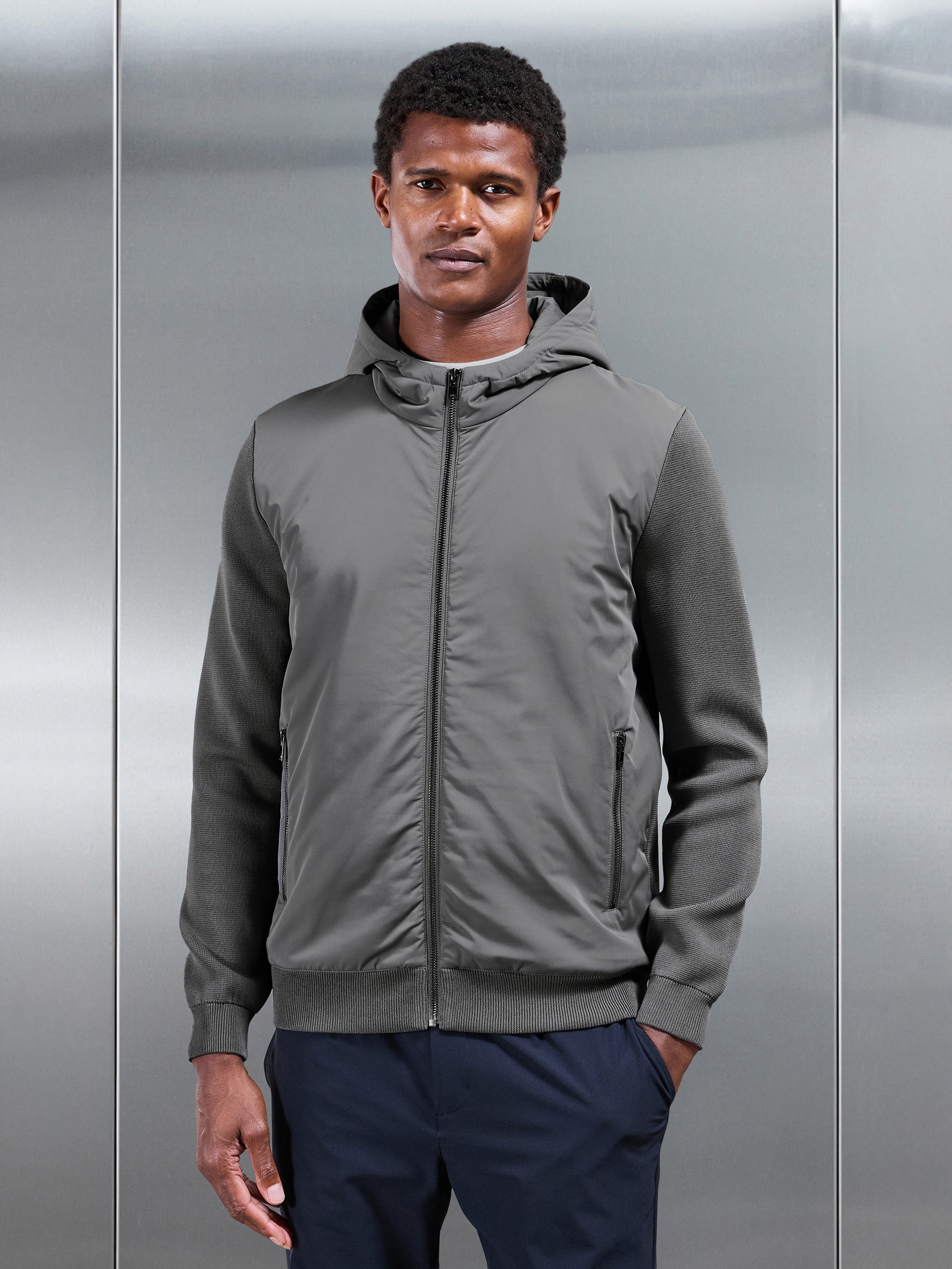 Hybrid Knitted Windbreaker in Grey