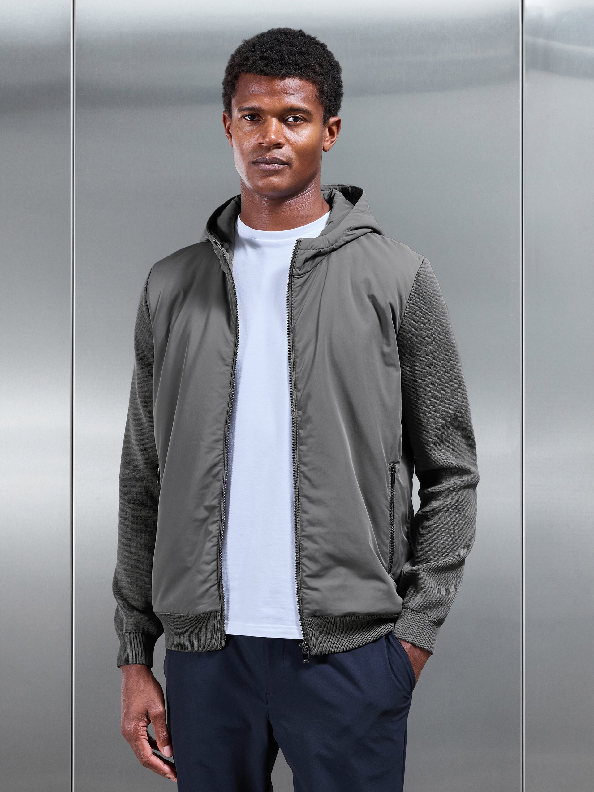 Hybrid Knitted Windbreaker in Grey