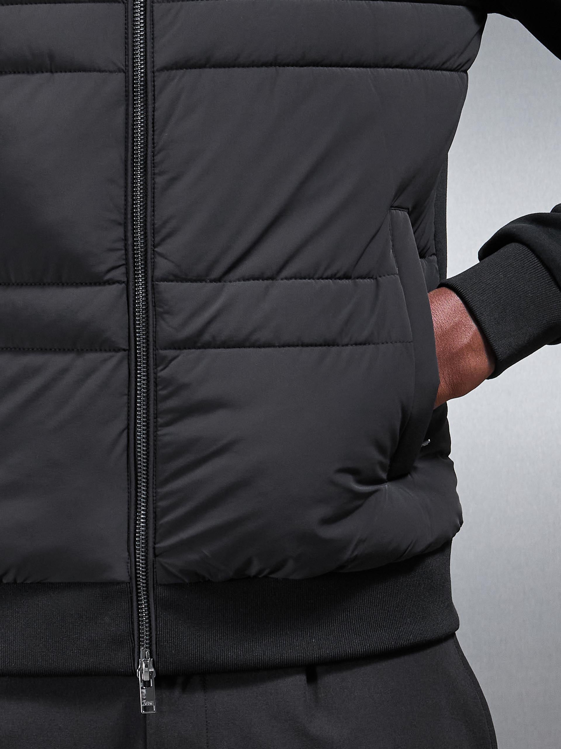 Hybrid Panel Puffer Windbreaker in Black