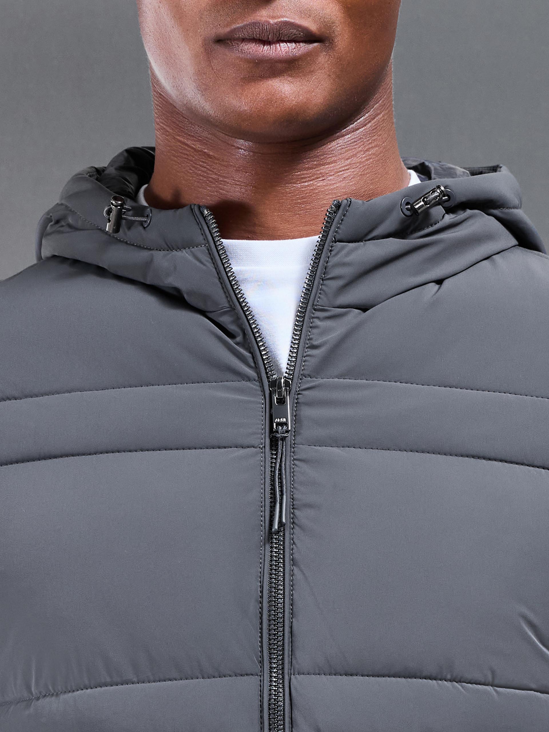 Hybrid Panel Puffer Windbreaker in Grey