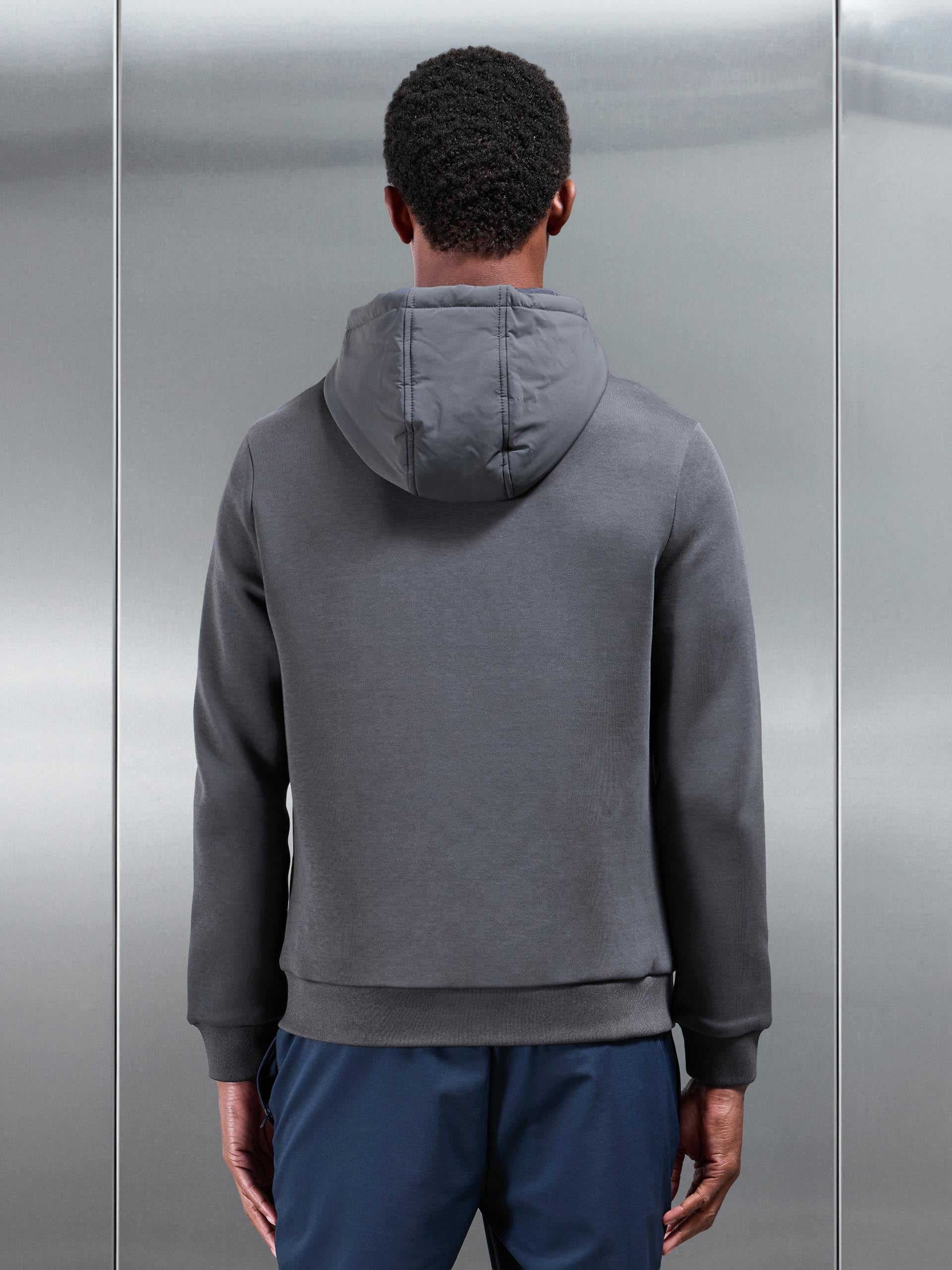 Hybrid Panel Puffer Windbreaker in Grey