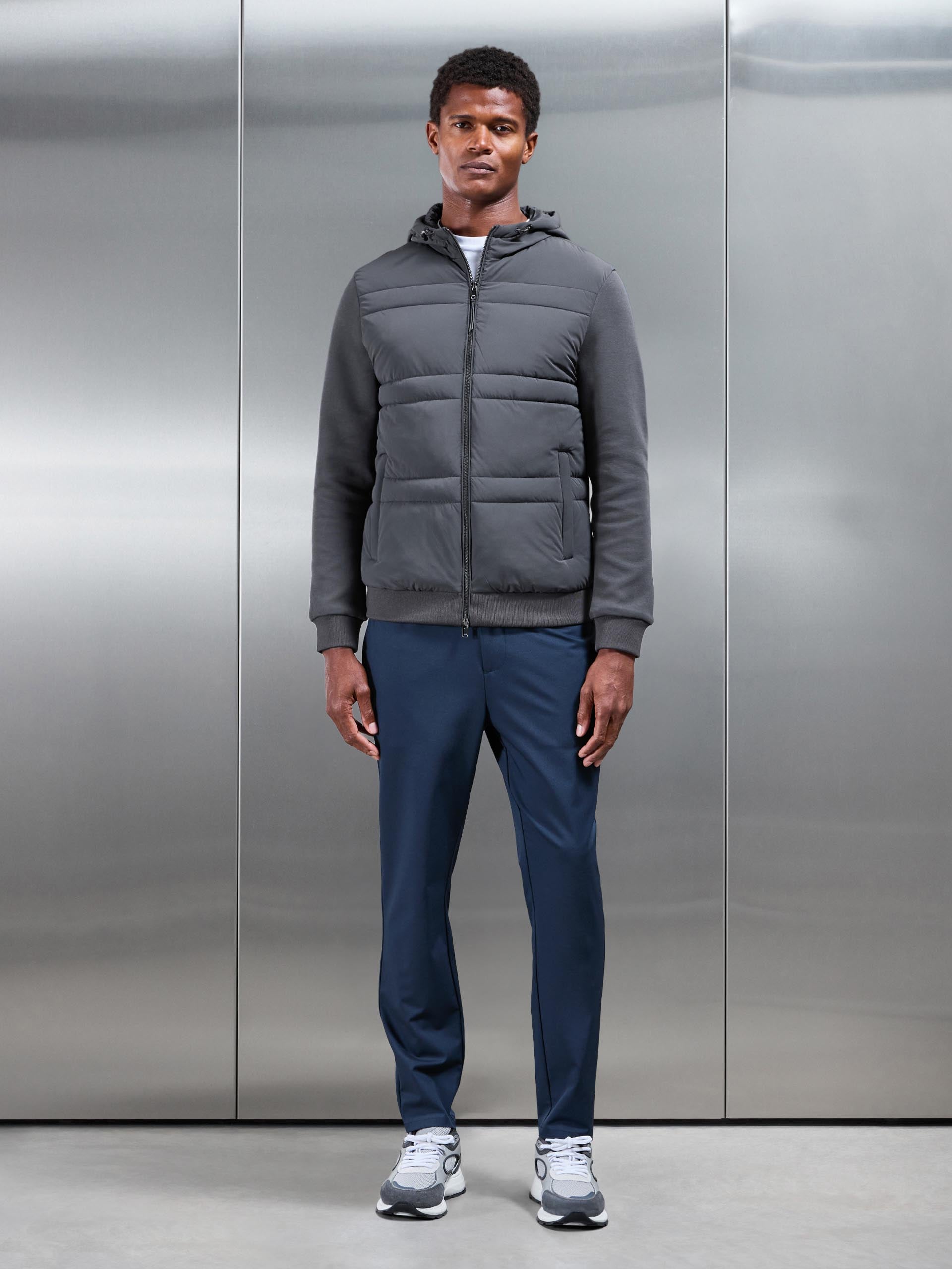 Hybrid Panel Puffer Windbreaker in Grey