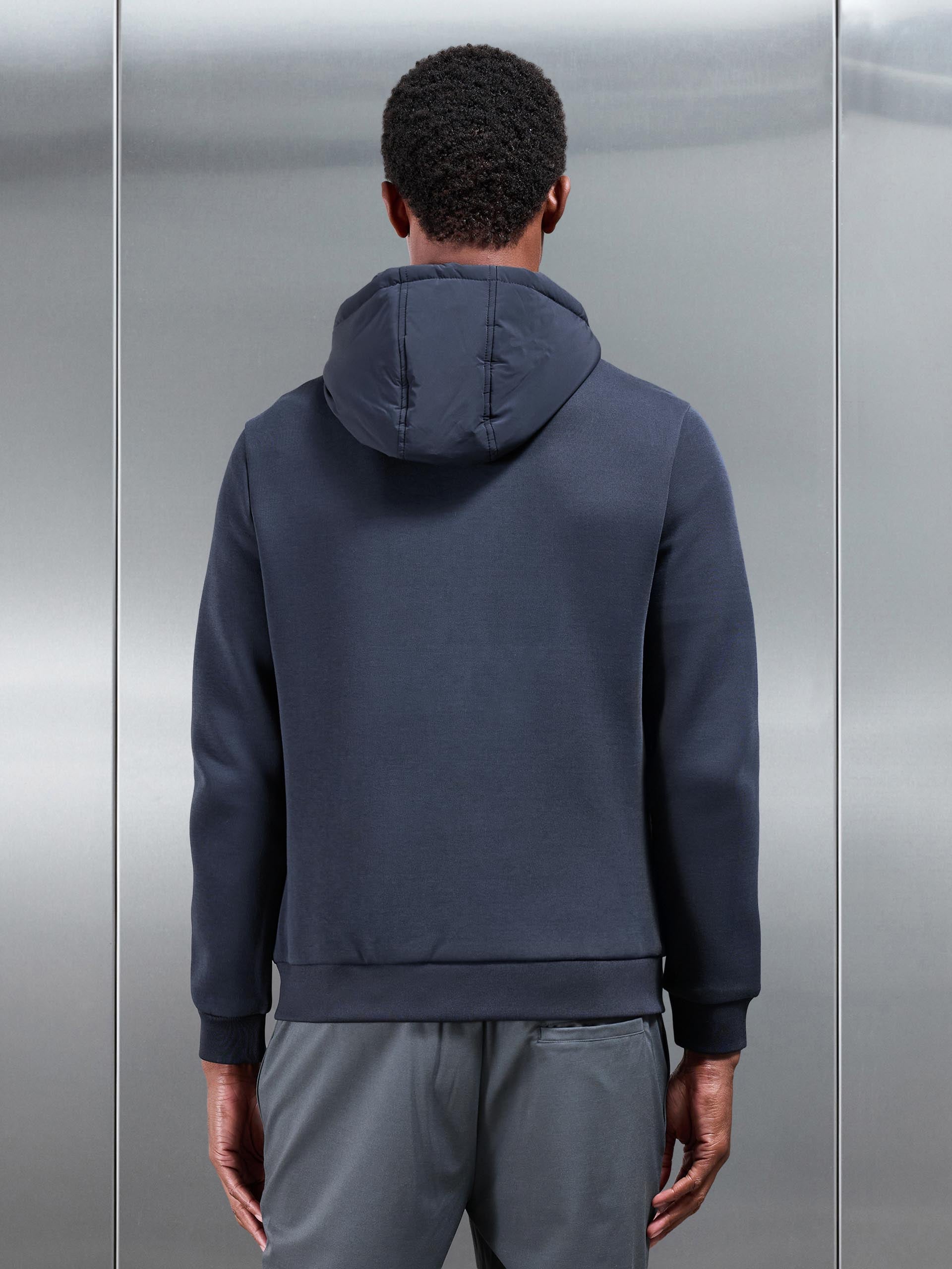 Hybrid Panel Puffer Windbreaker in Navy