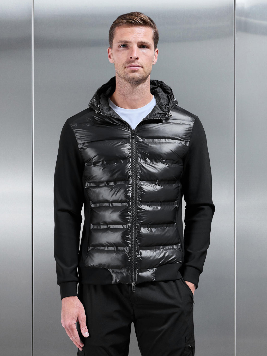 Hybrid Puffer Jacket in Black