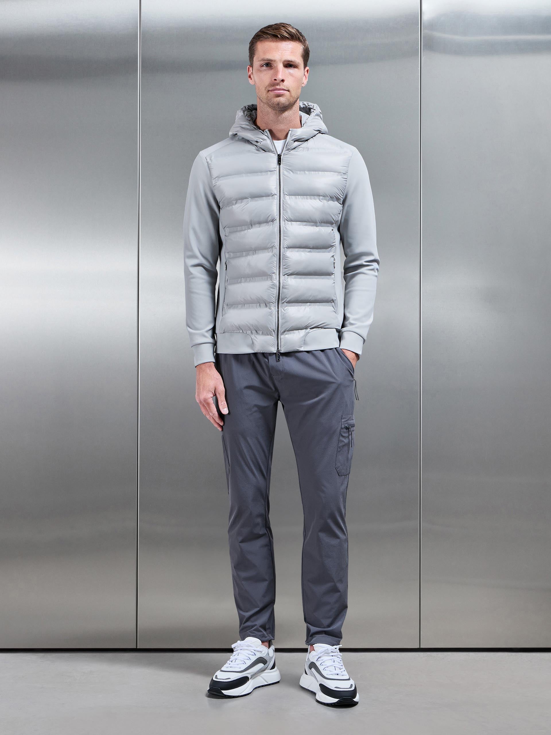 Hybrid Puffer Jacket in Mid Grey
