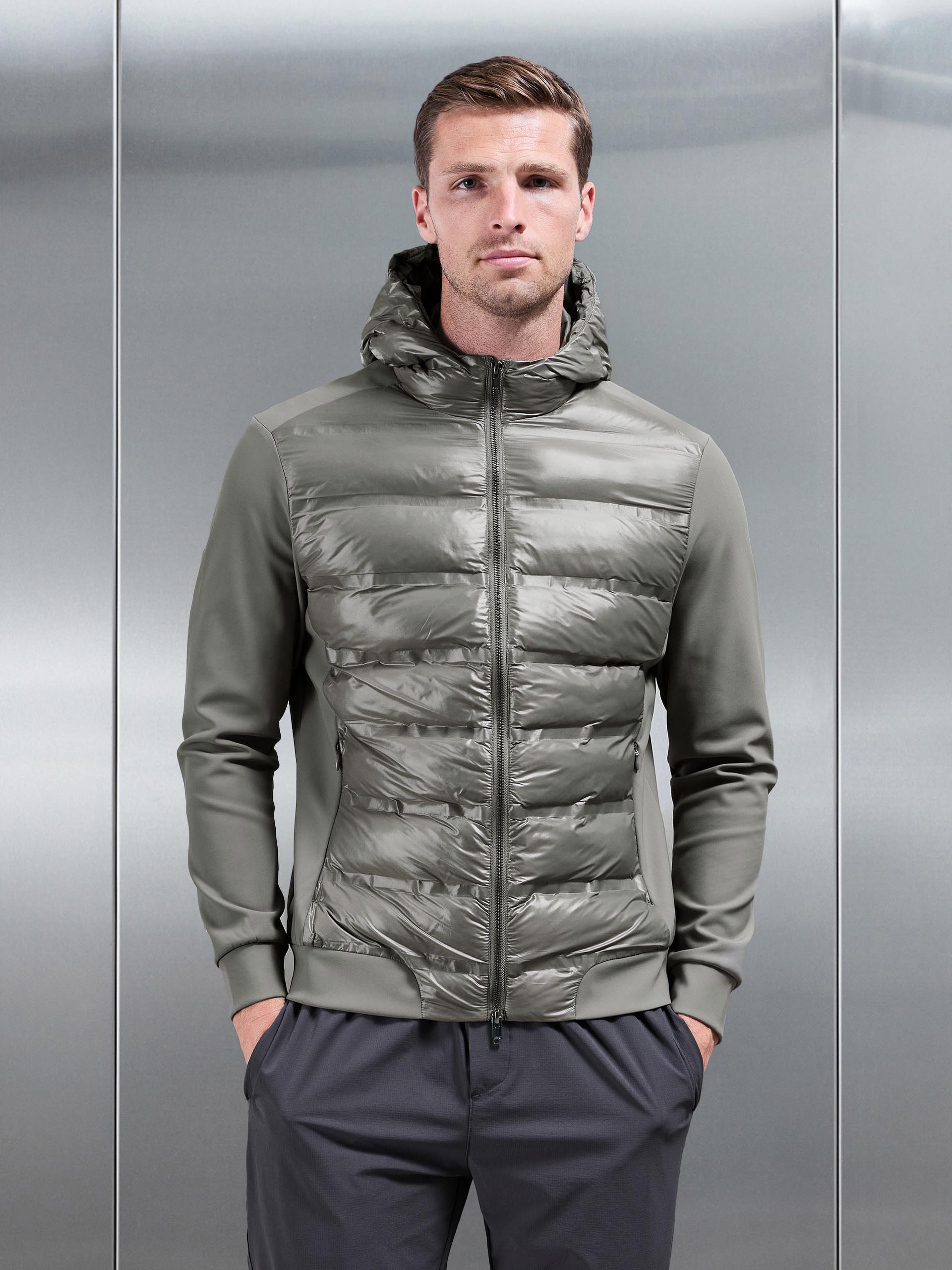 Hybrid Puffer Jacket in Olive