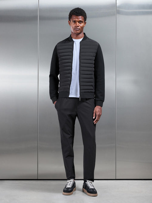 Hybrid Quilted Bomber Jacket in Black