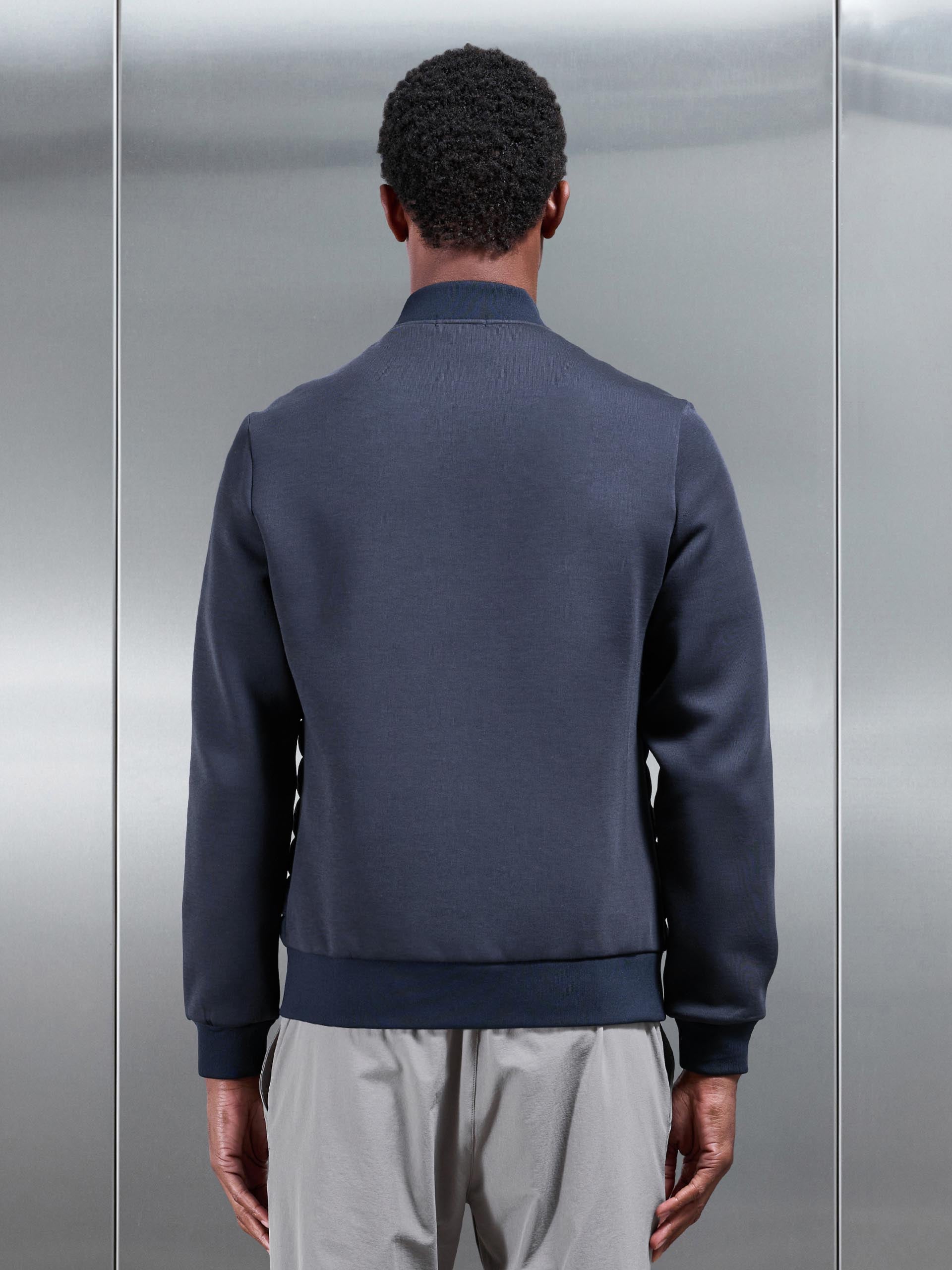 Hybrid Quilted Bomber Jacket in Navy