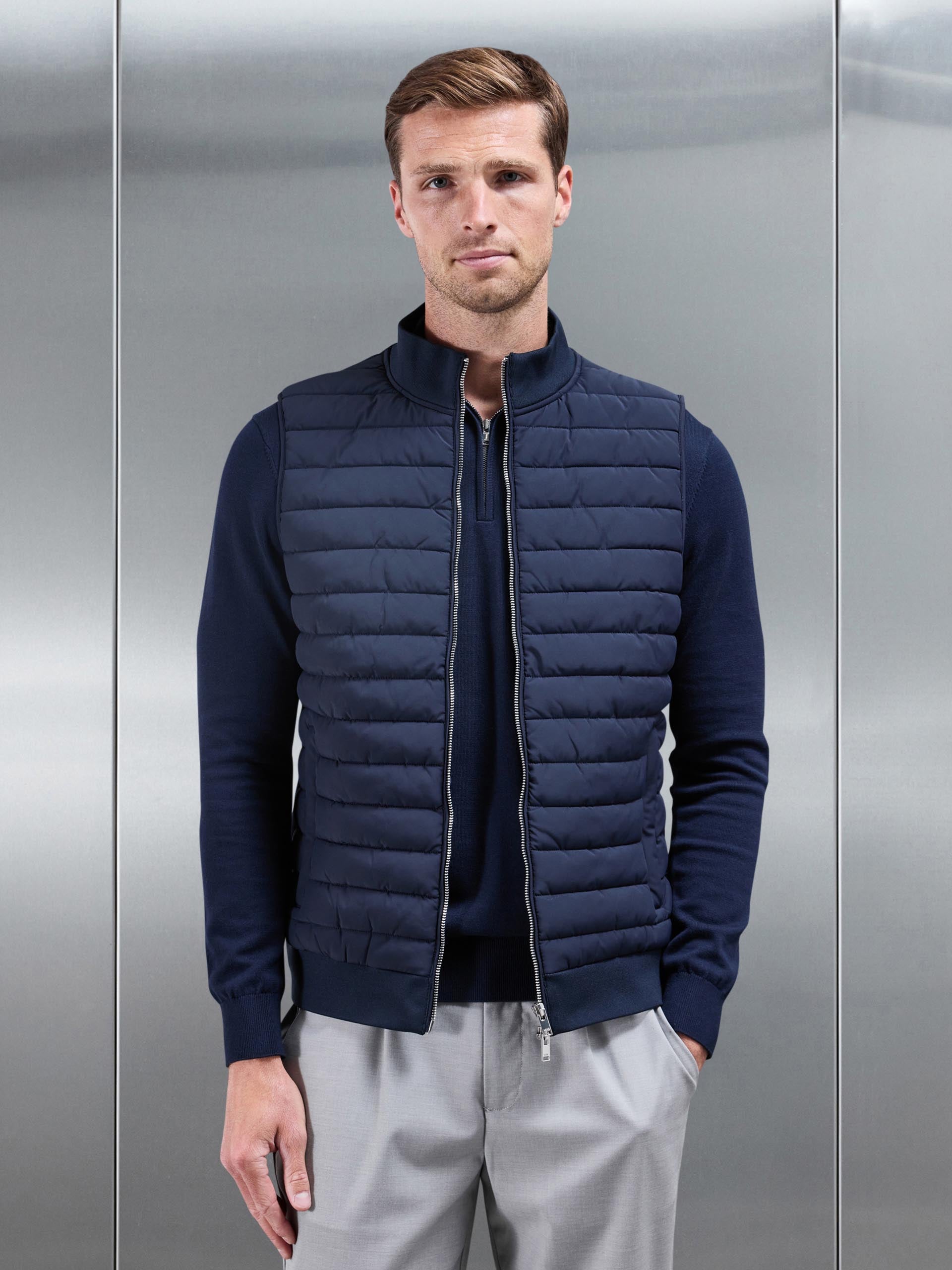 Hybrid Quilted Gilet in Navy