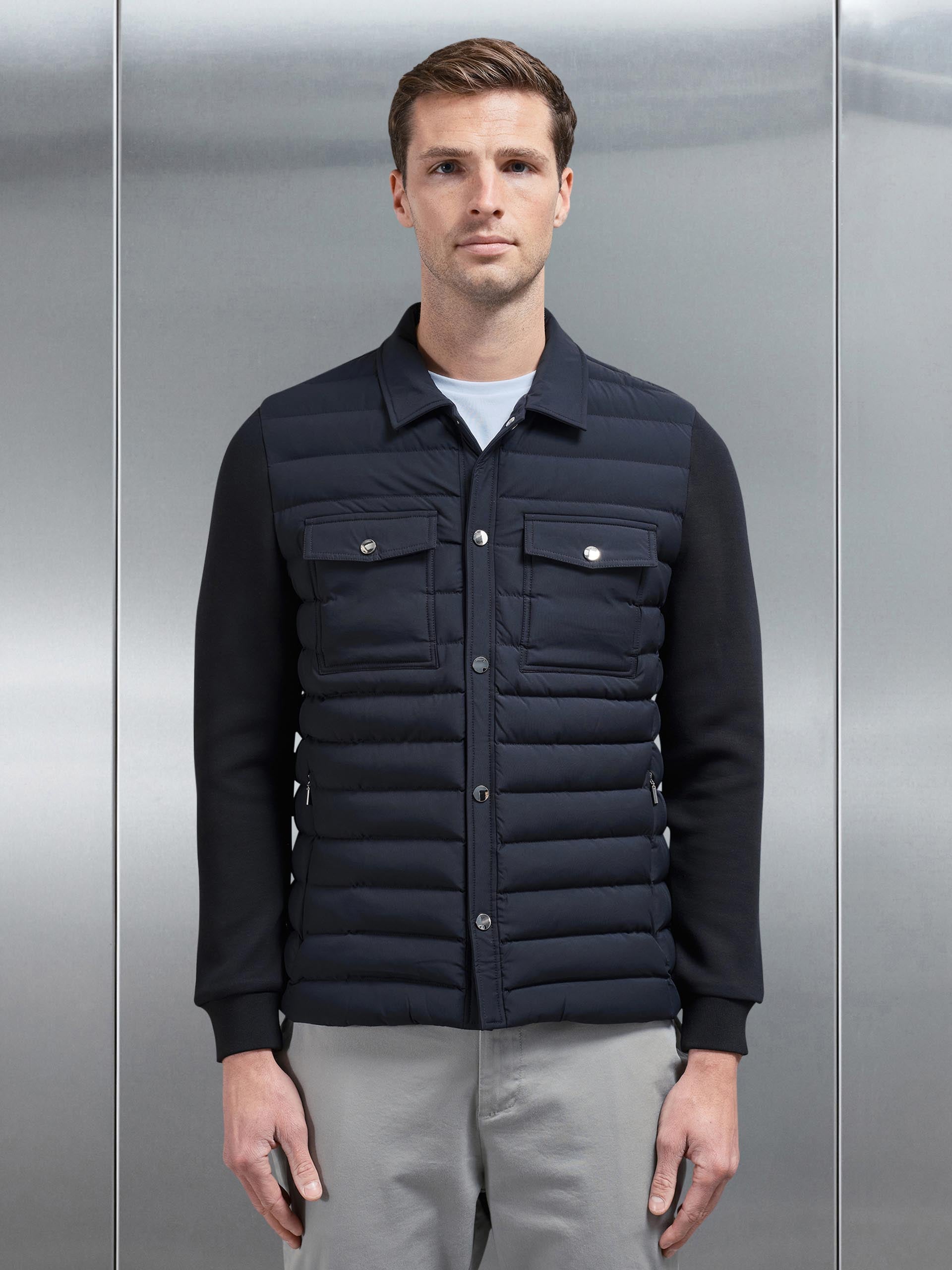 Hybrid Quilted Overshirt in Black