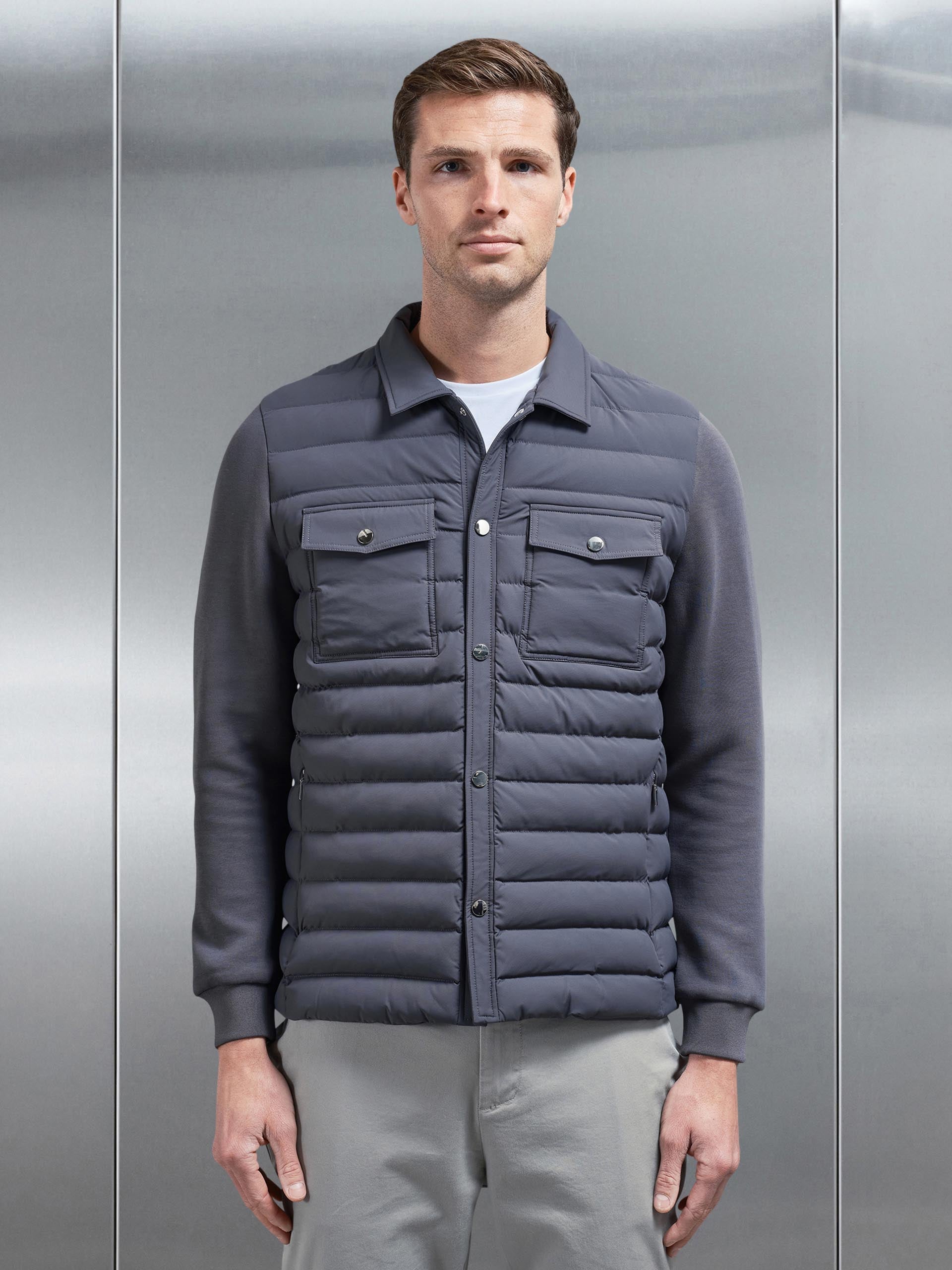 Hybrid Quilted Overshirt in Grey