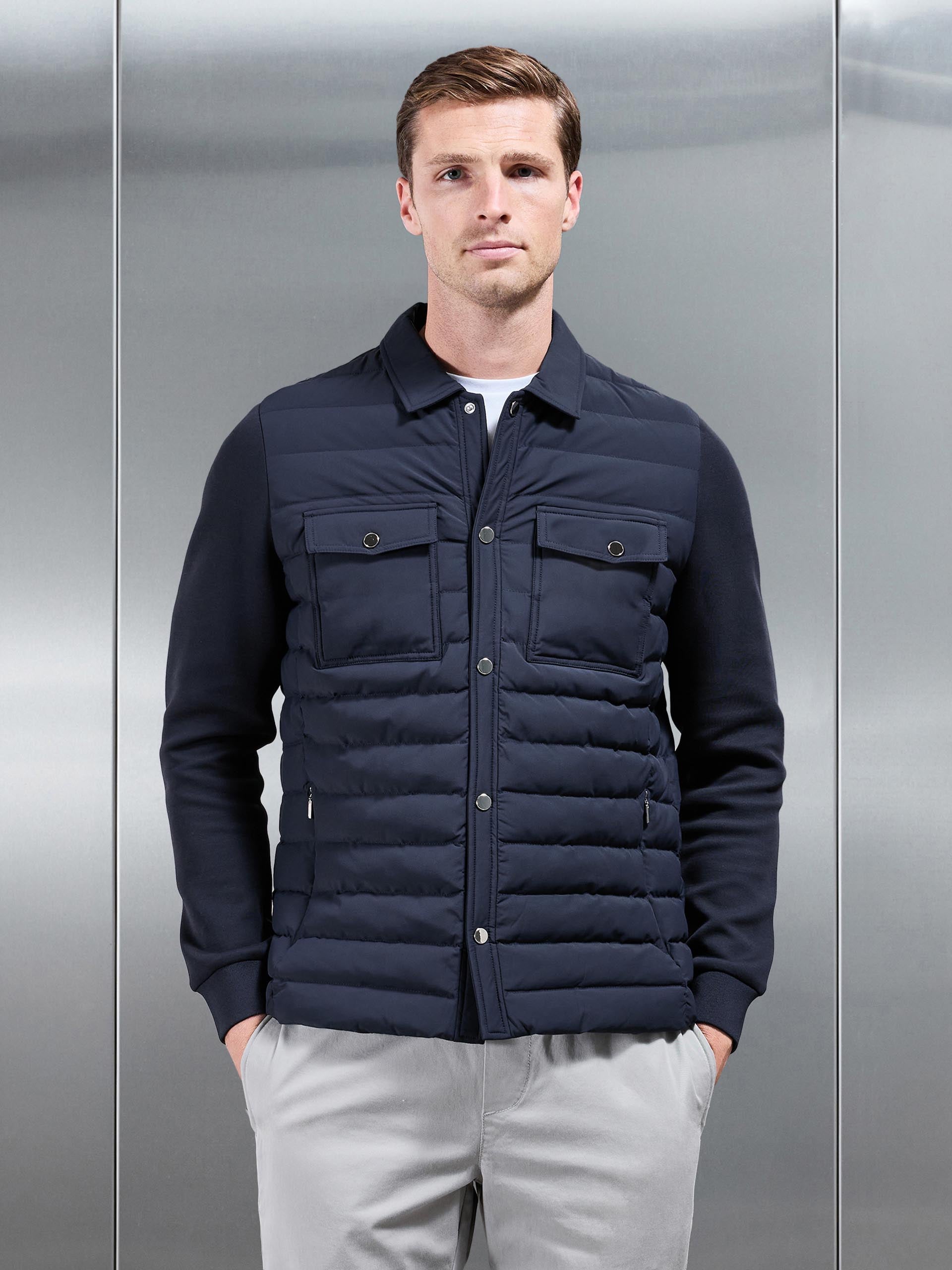Hybrid Quilted Overshirt in Navy