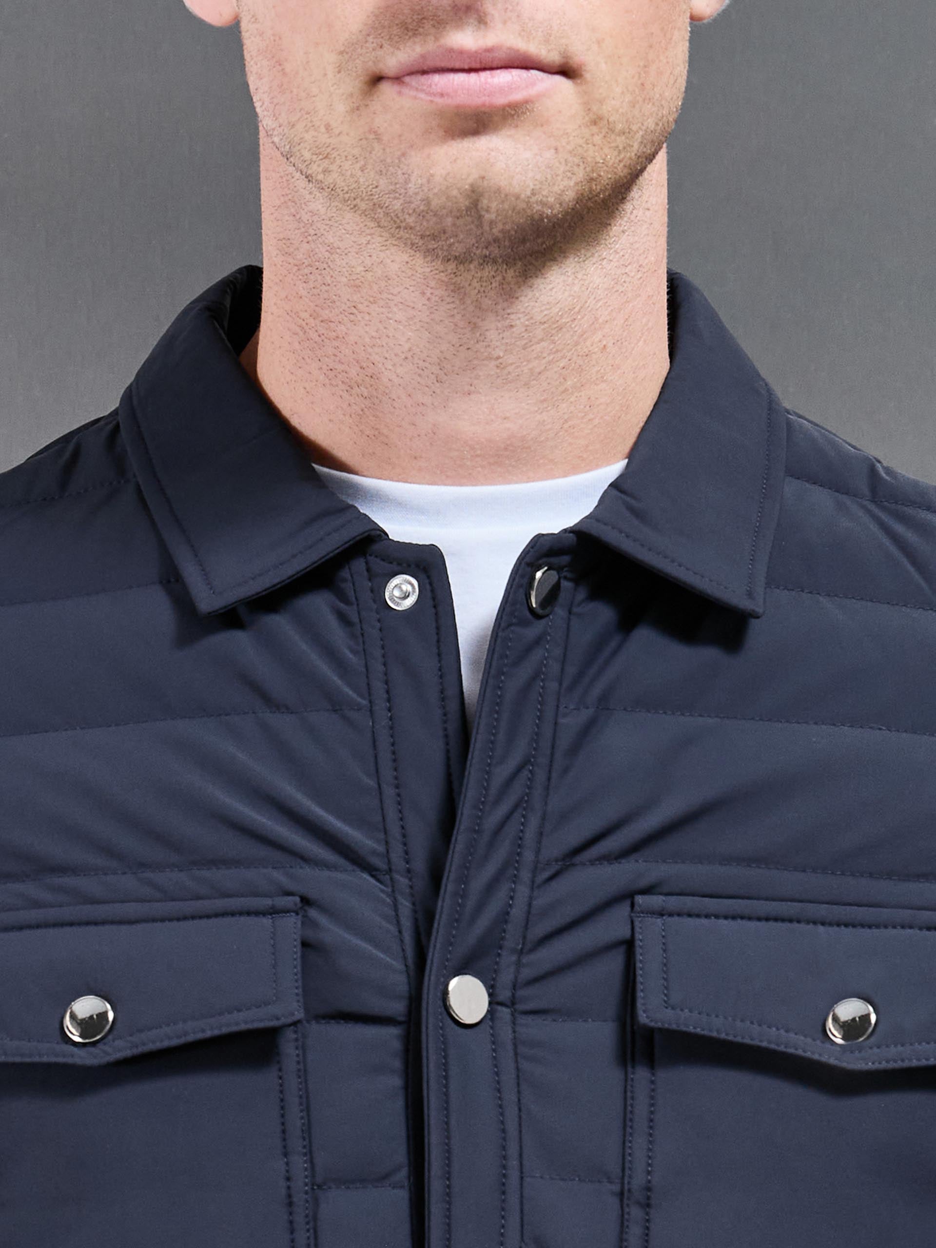 Hybrid Quilted Overshirt in Navy
