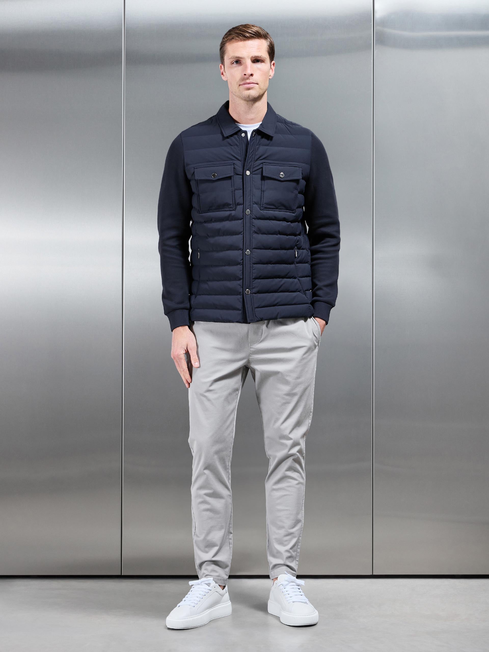 Hybrid Quilted Overshirt in Navy