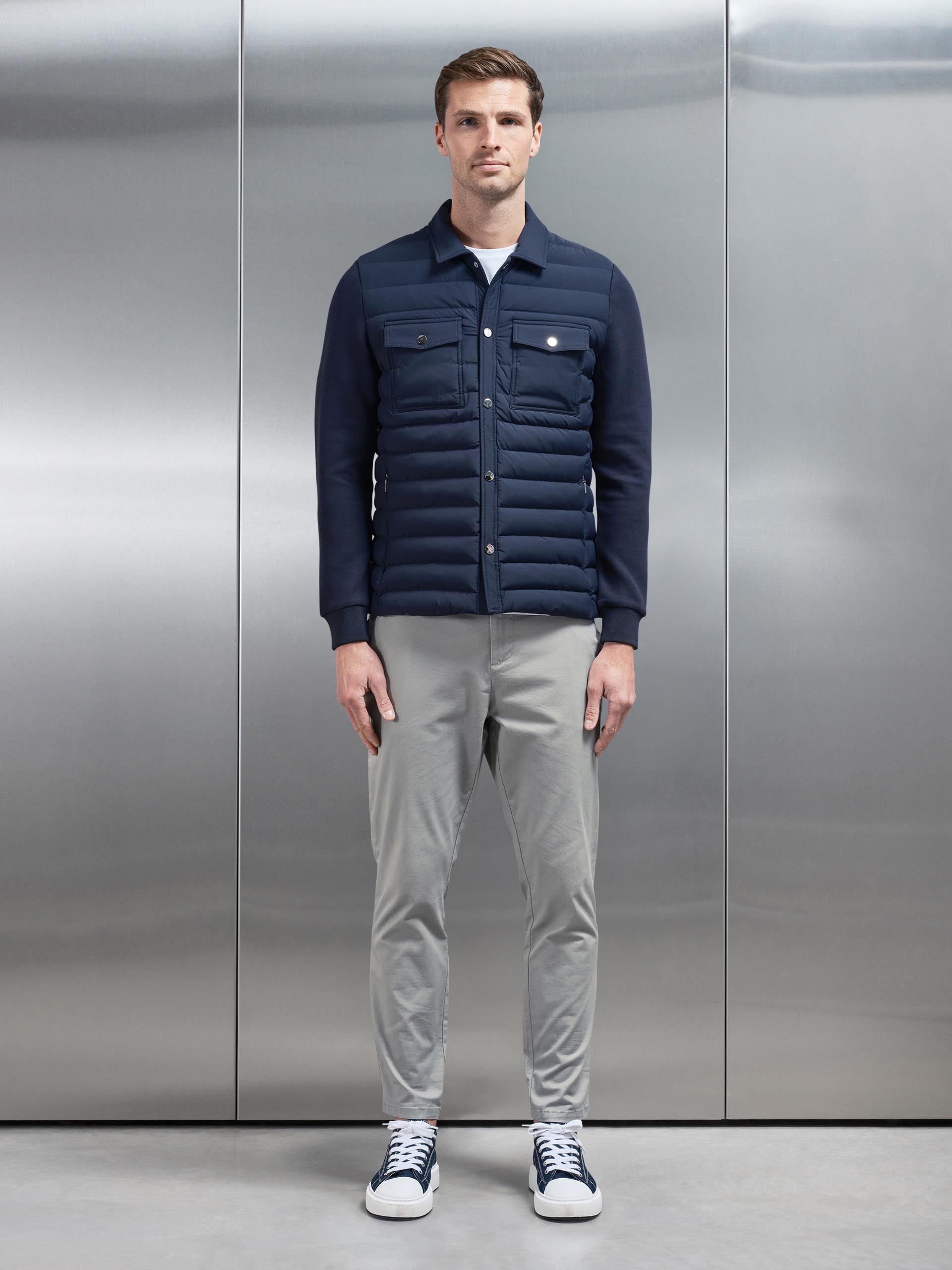 Hybrid Quilted Overshirt in Navy