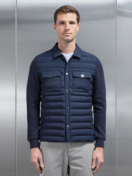 Hybrid Quilted Overshirt in Navy