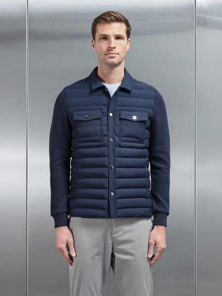 Hybrid Quilted Overshirt in Navy