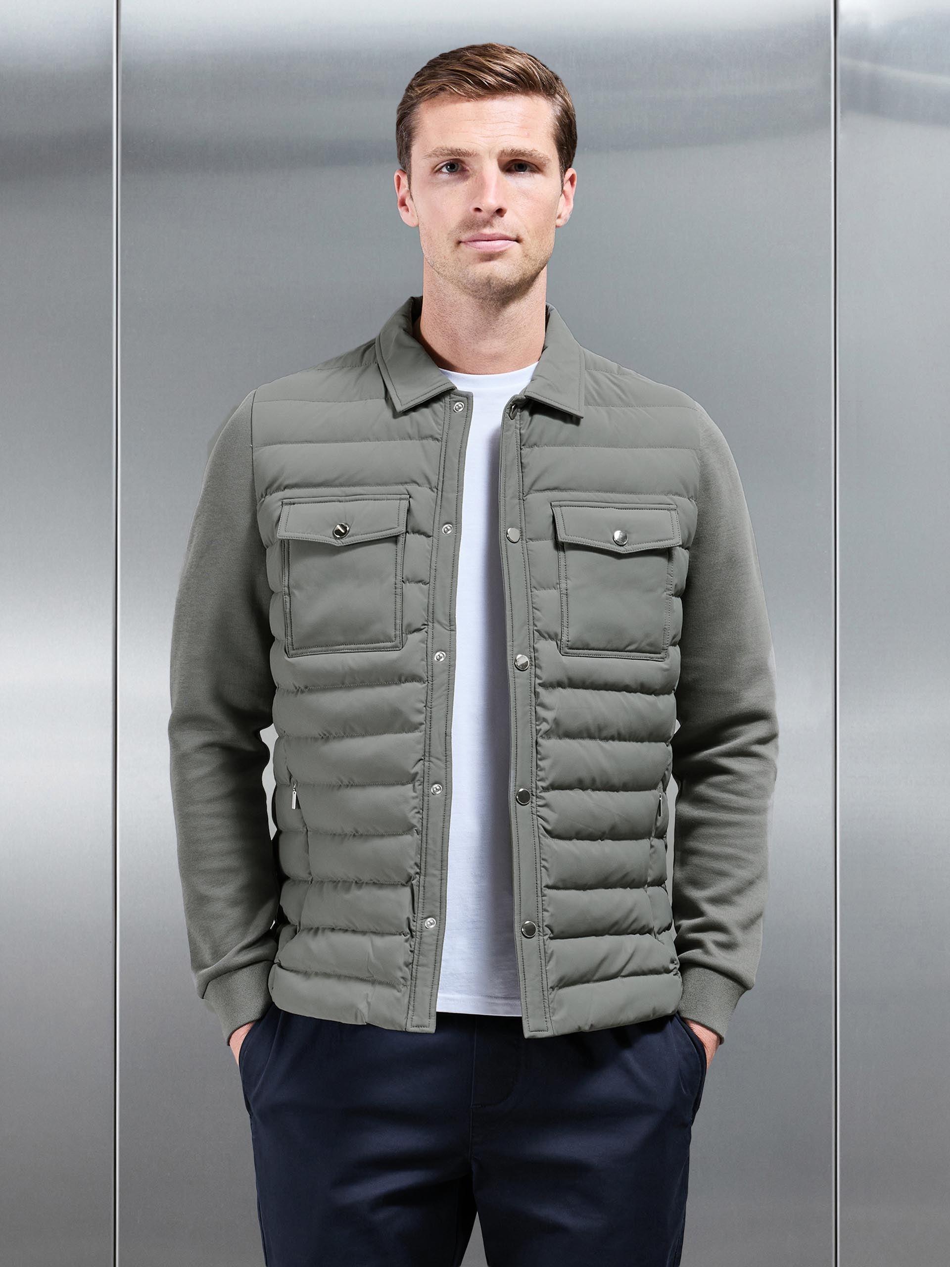 Hybrid Quilted Overshirt in Sage