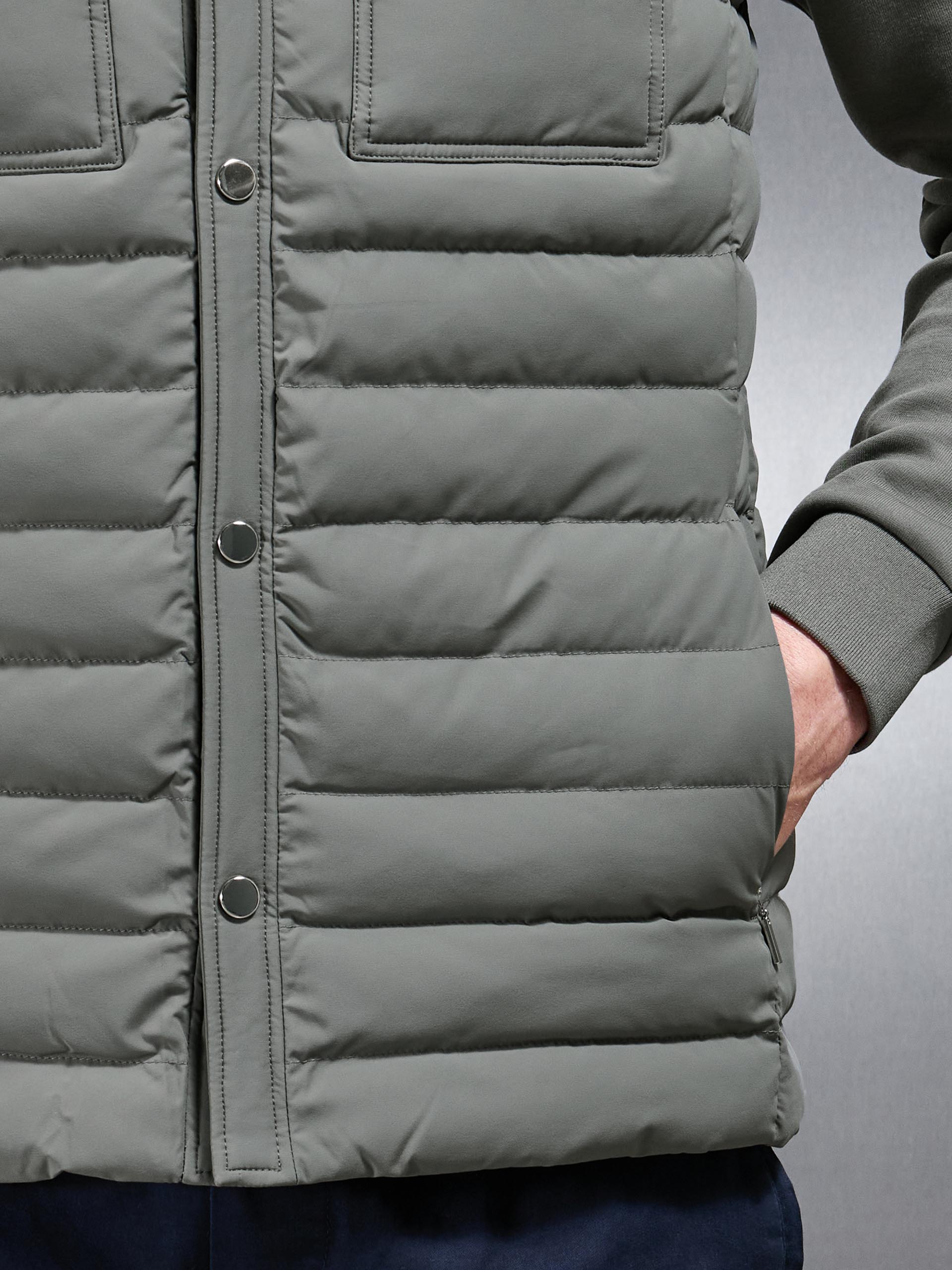 Hybrid Quilted Overshirt in Sage