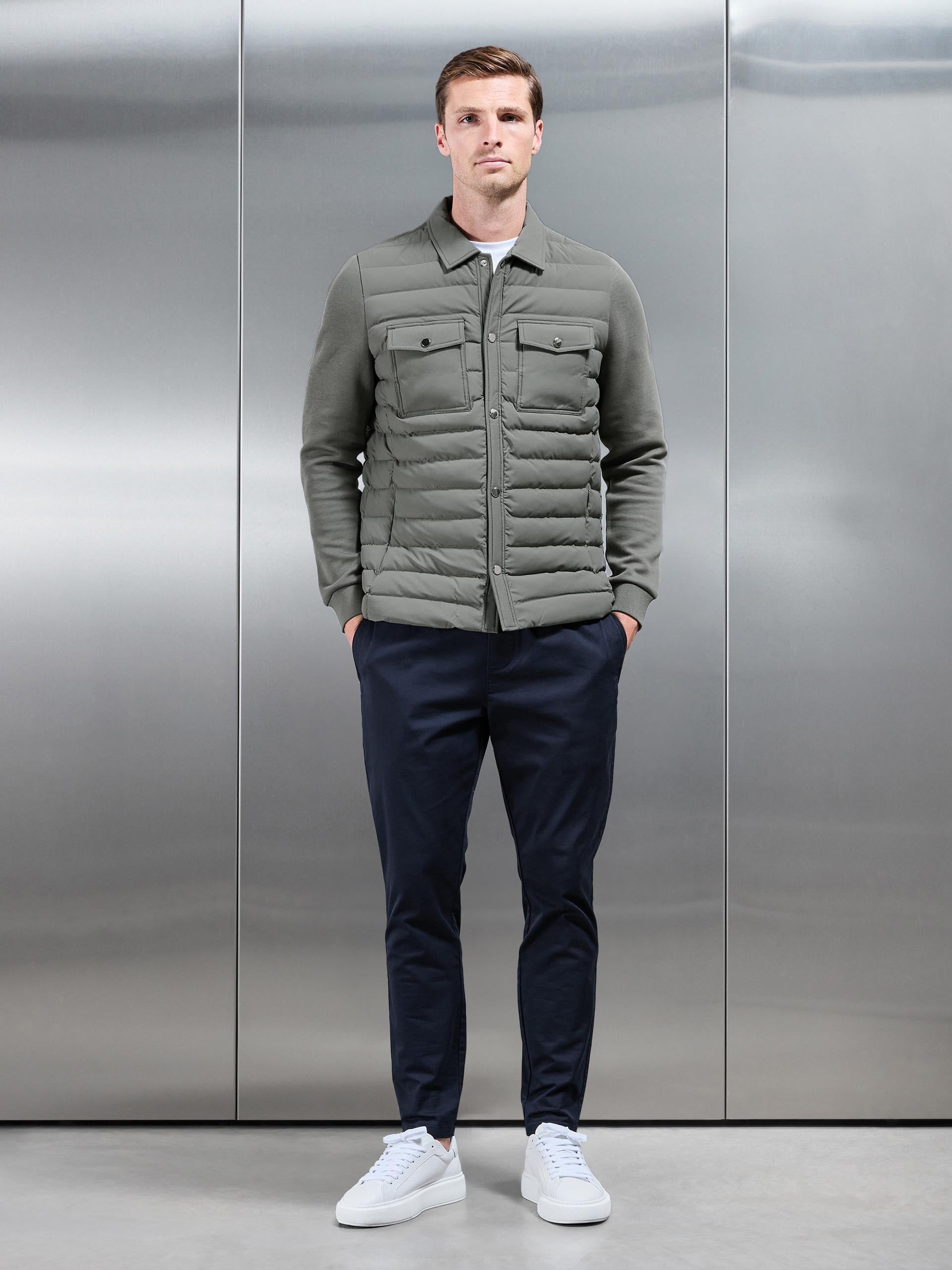 Hybrid Quilted Overshirt in Sage