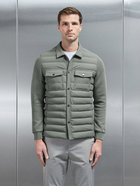 Hybrid Quilted Overshirt in Sage
