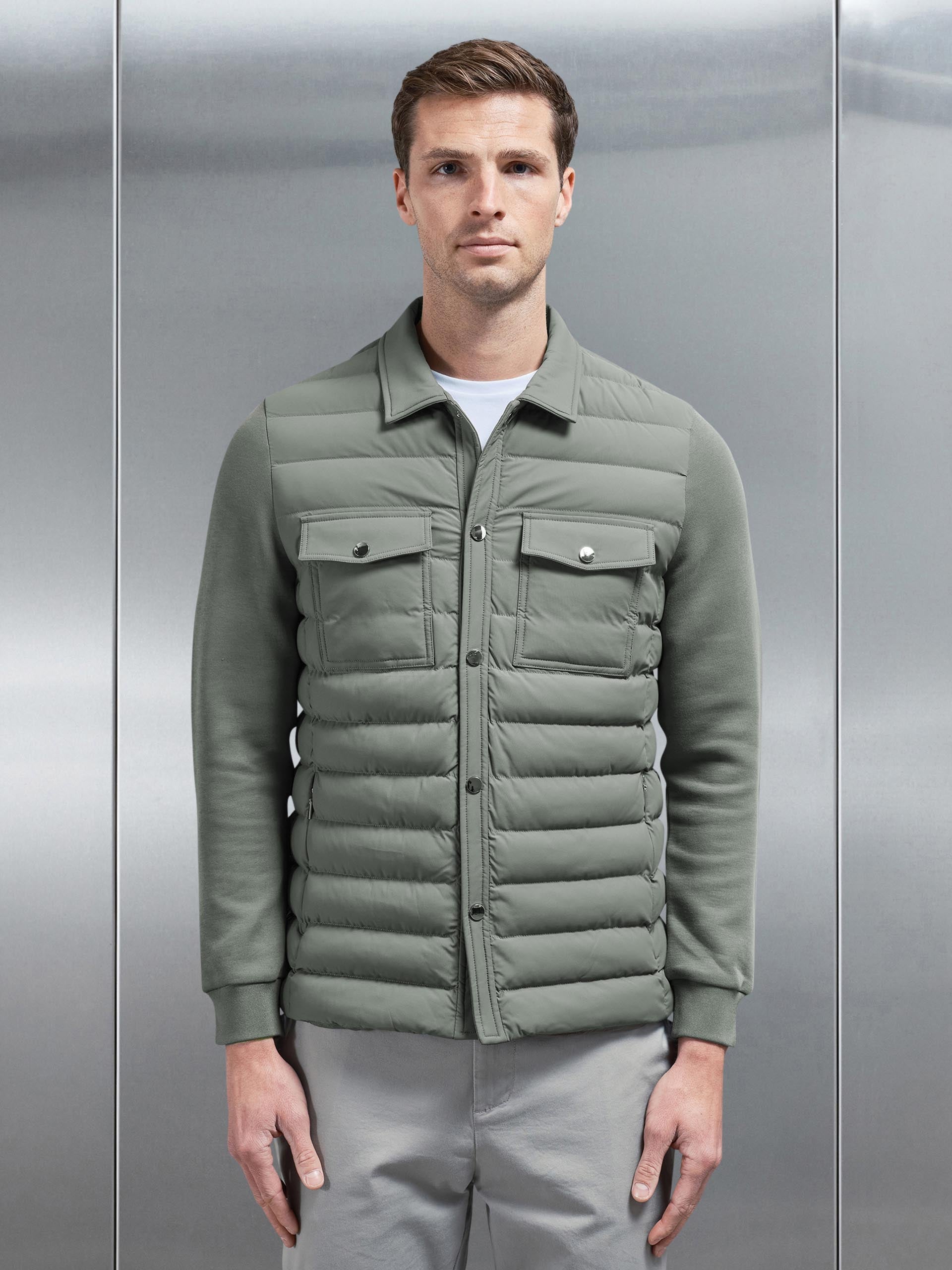 Hybrid Quilted Overshirt in Sage
