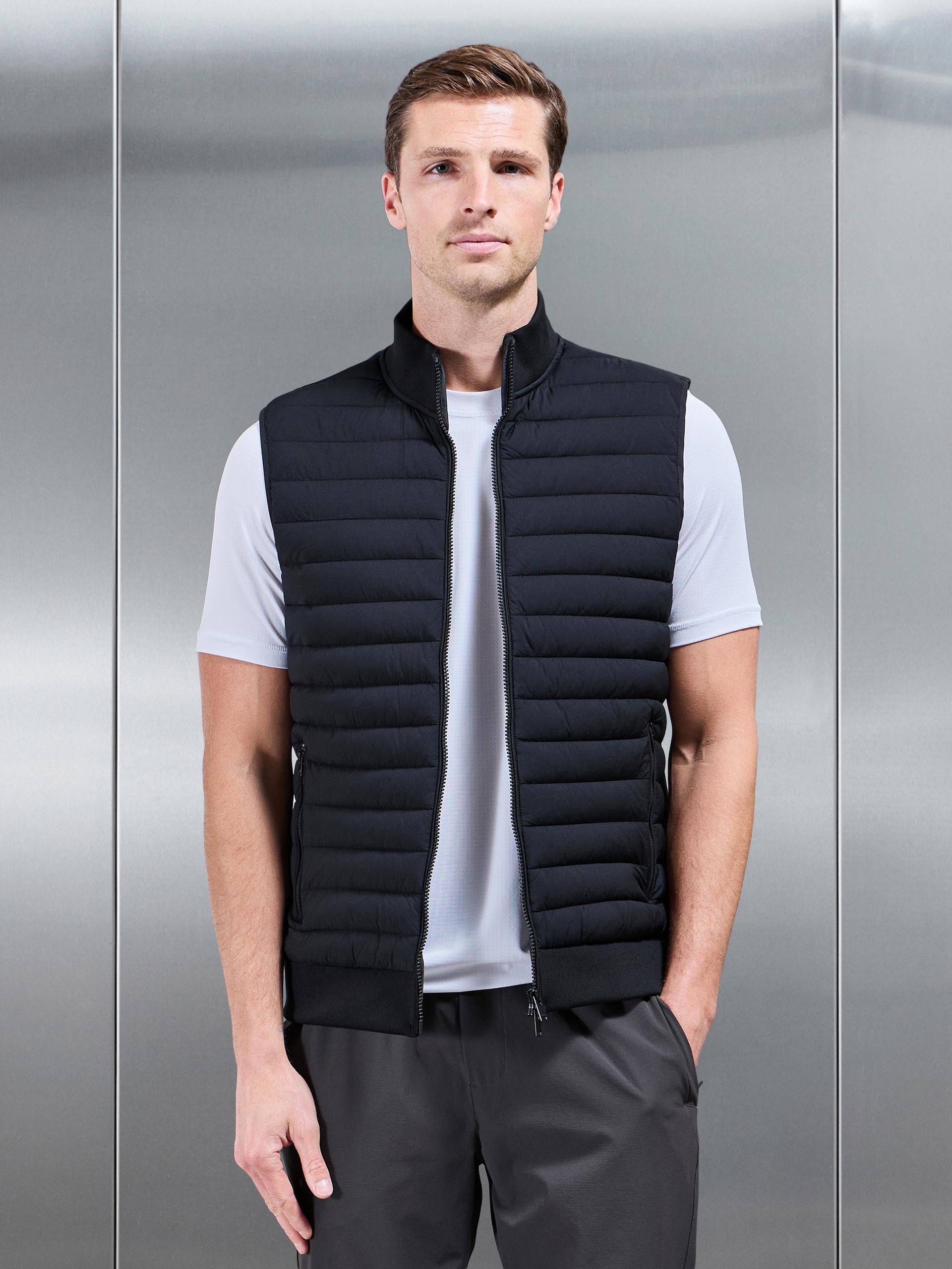 Hybrid Technical Gilet in Black