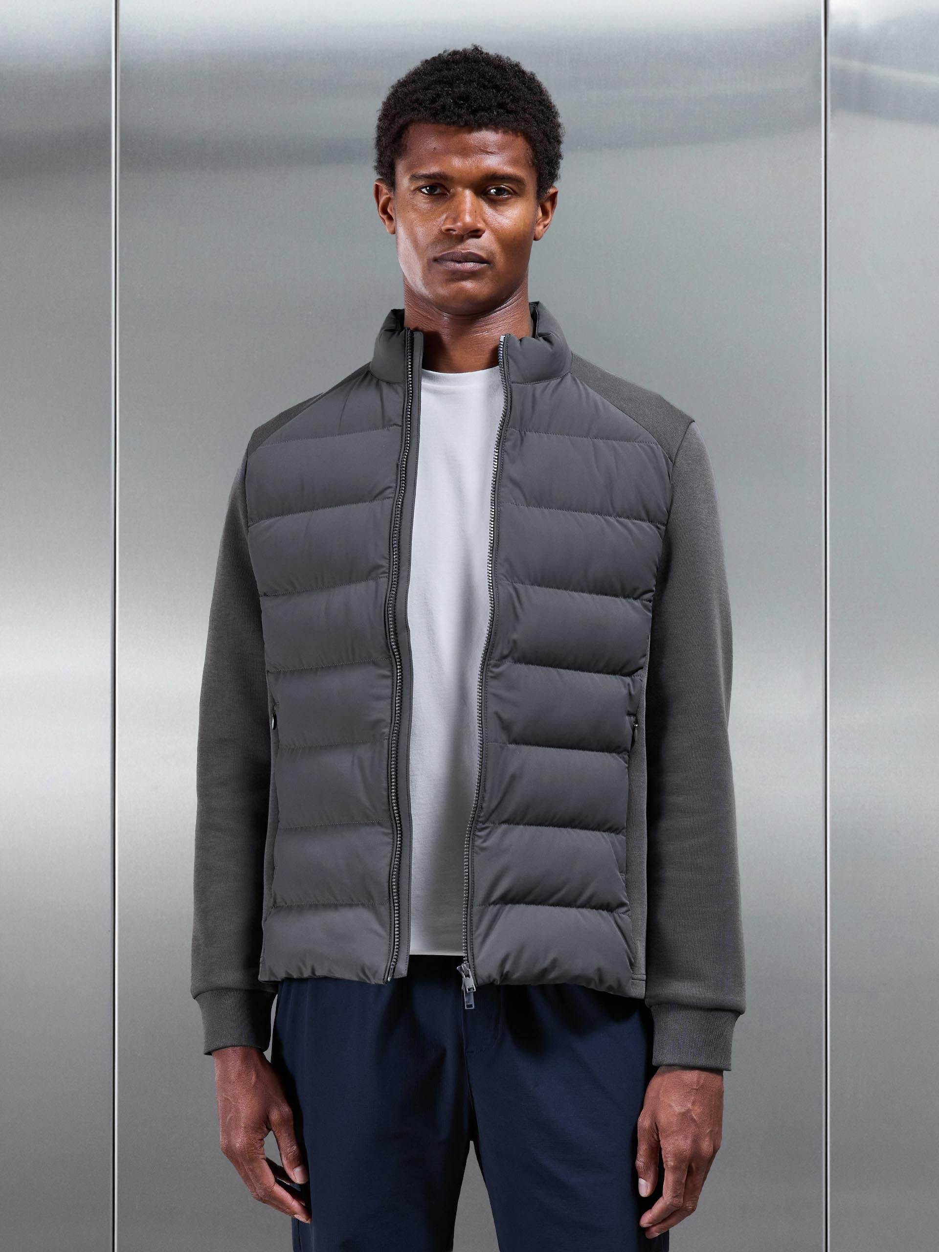 Hybrid Technical Puffer Jacket in Grey