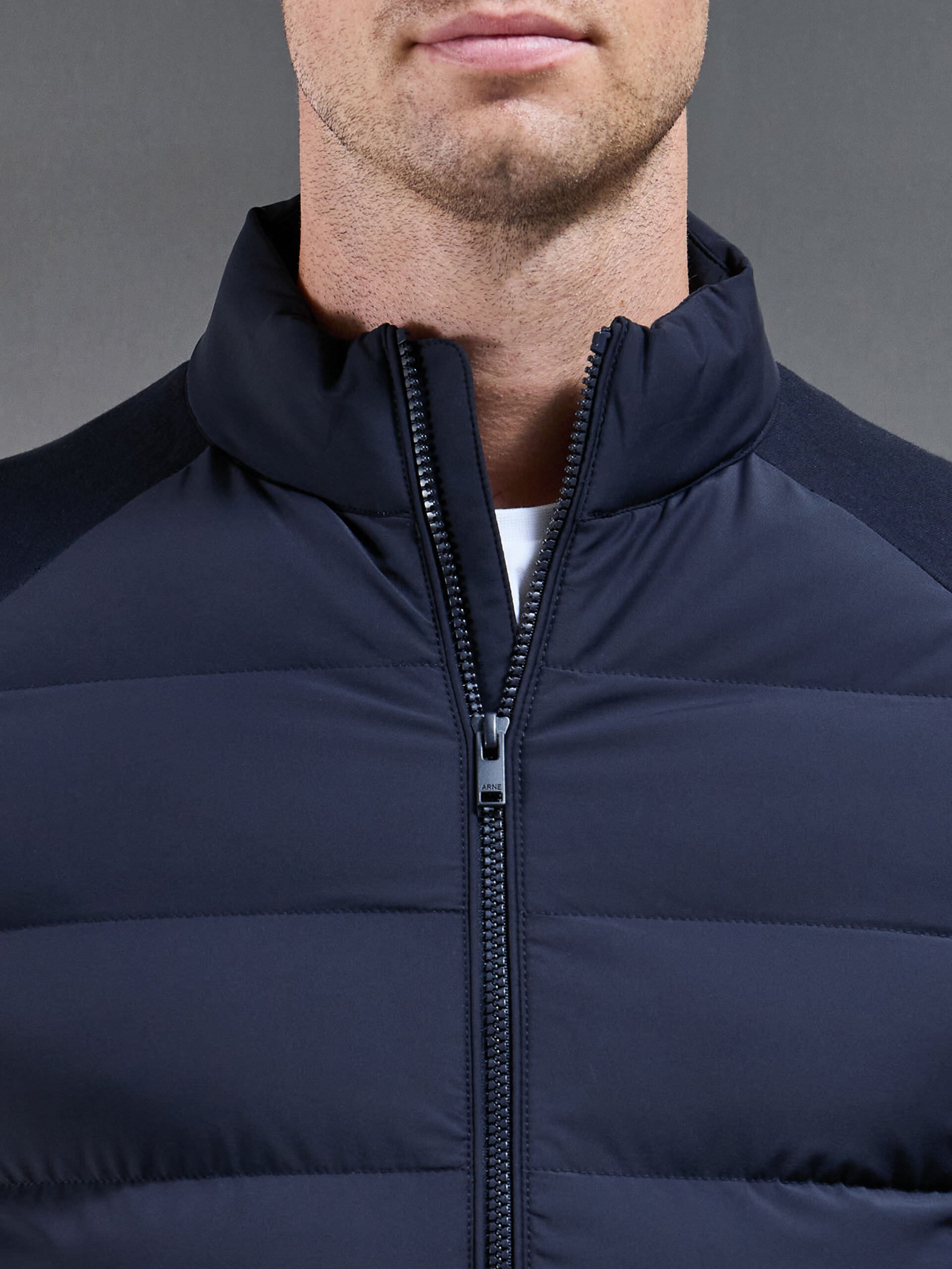 Hybrid Technical Puffer Jacket in Navy