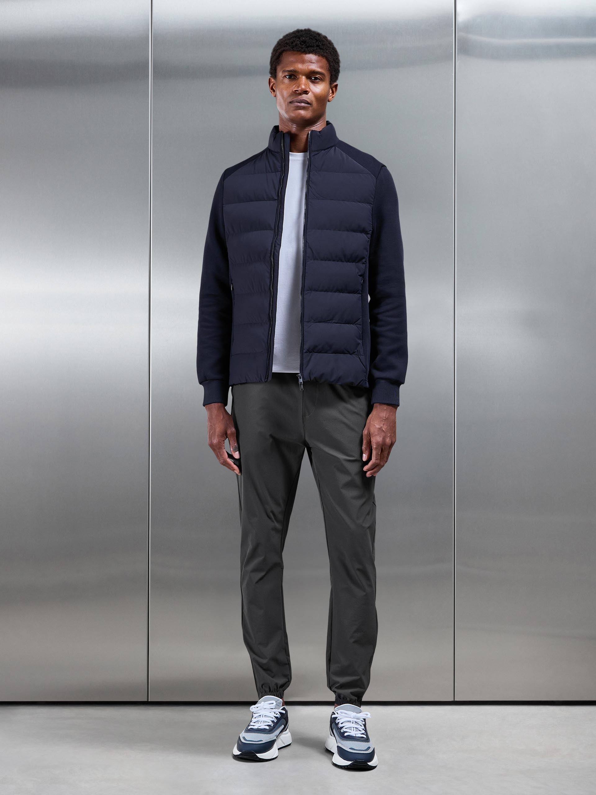 Hybrid Technical Puffer Jacket in Navy