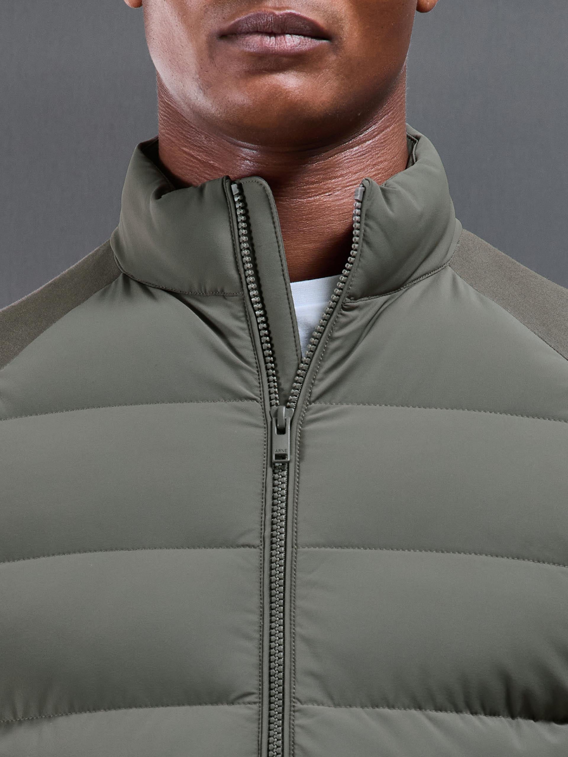 Hybrid Technical Puffer Jacket in Olive