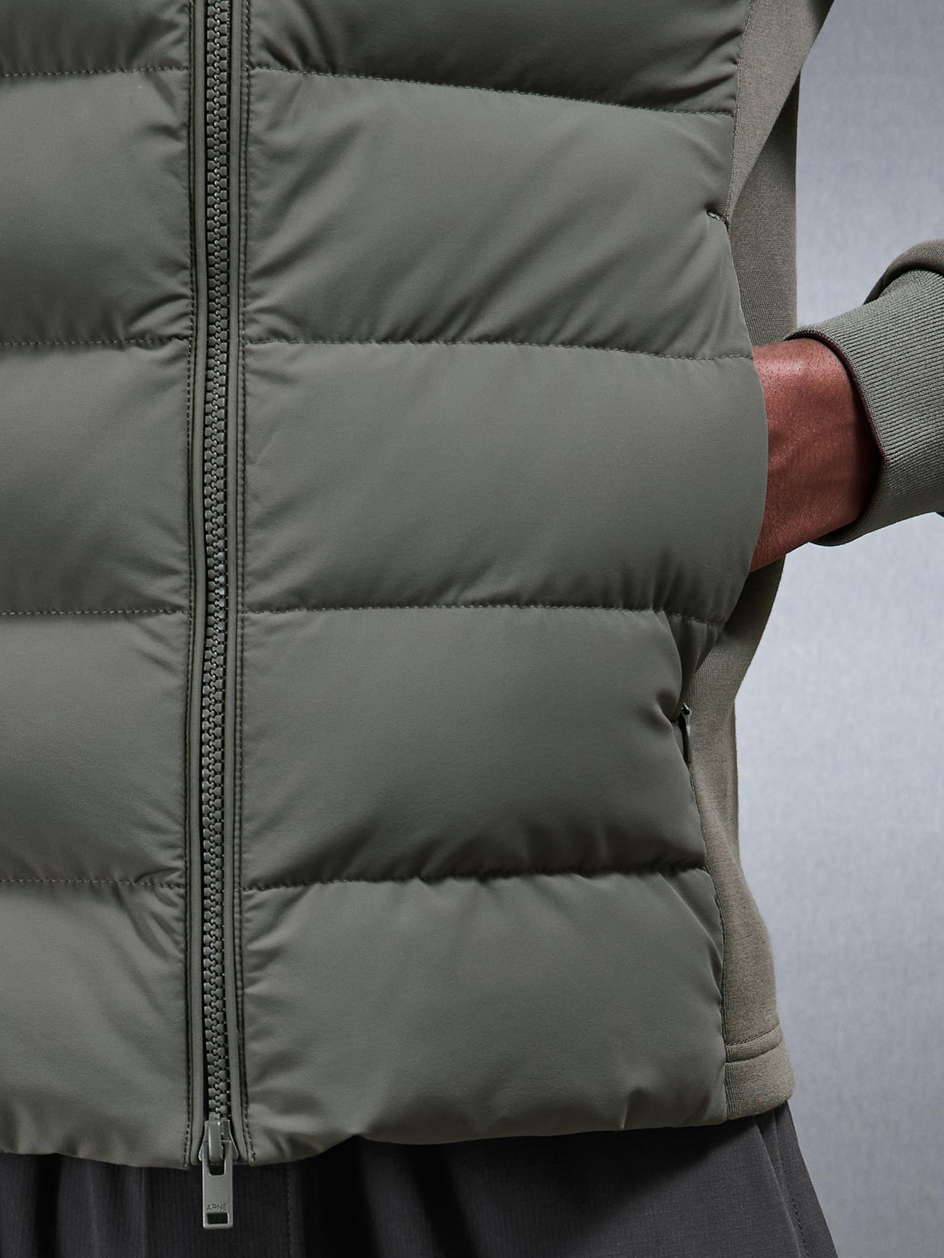 Hybrid Technical Puffer Jacket in Olive