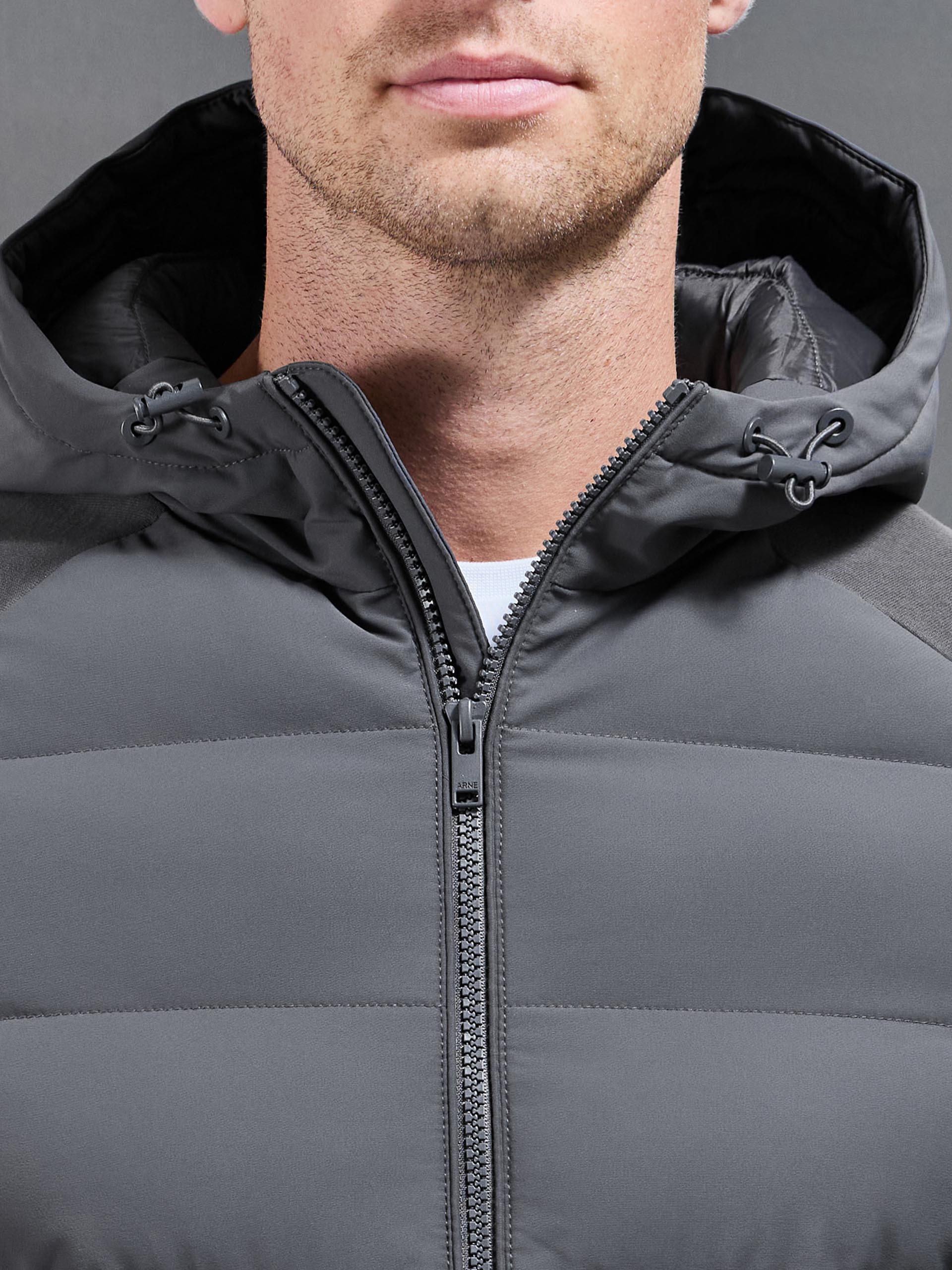Hybrid Technical Puffer Windbreaker in Grey
