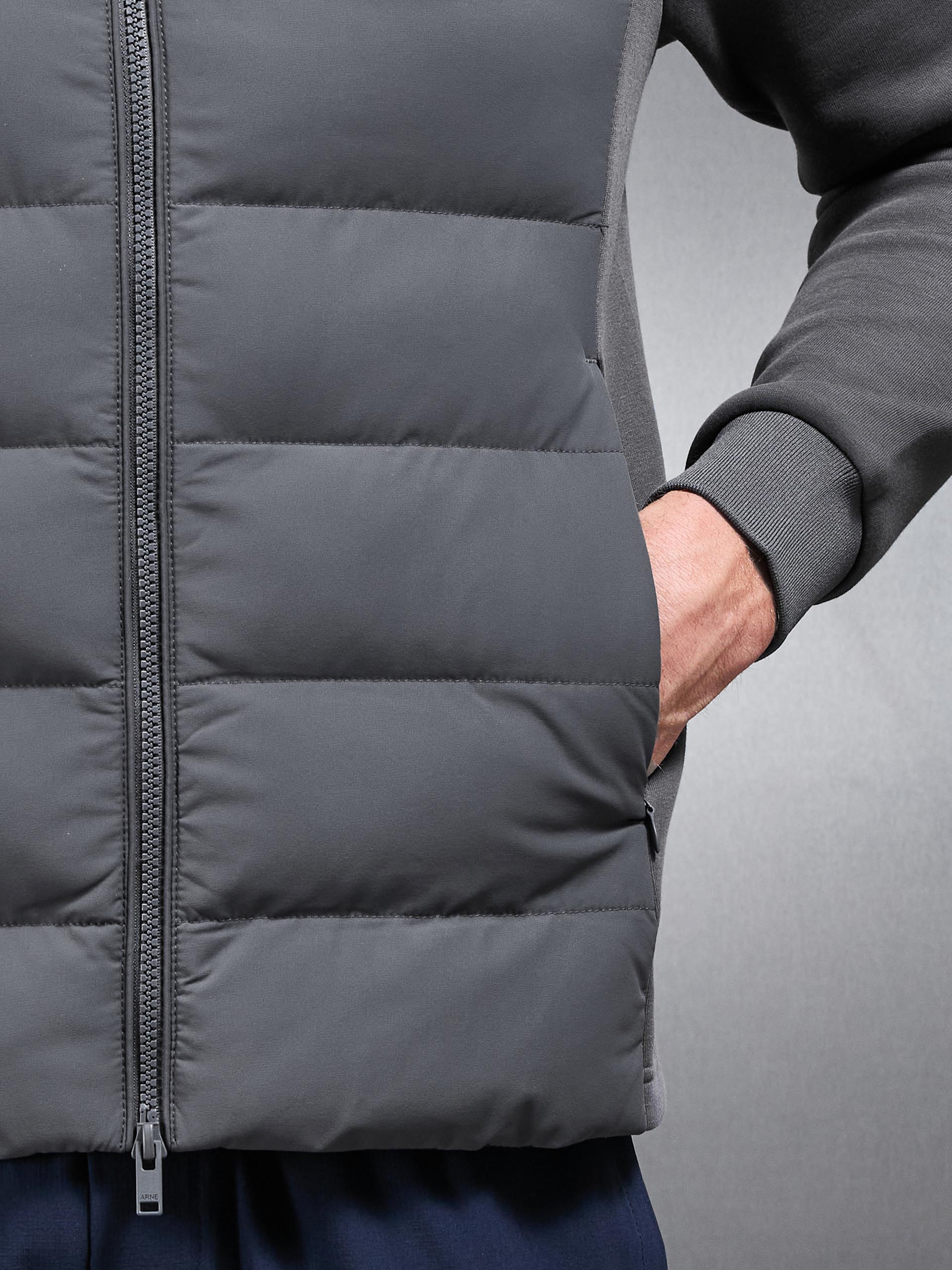 Hybrid Technical Puffer Windbreaker in Grey