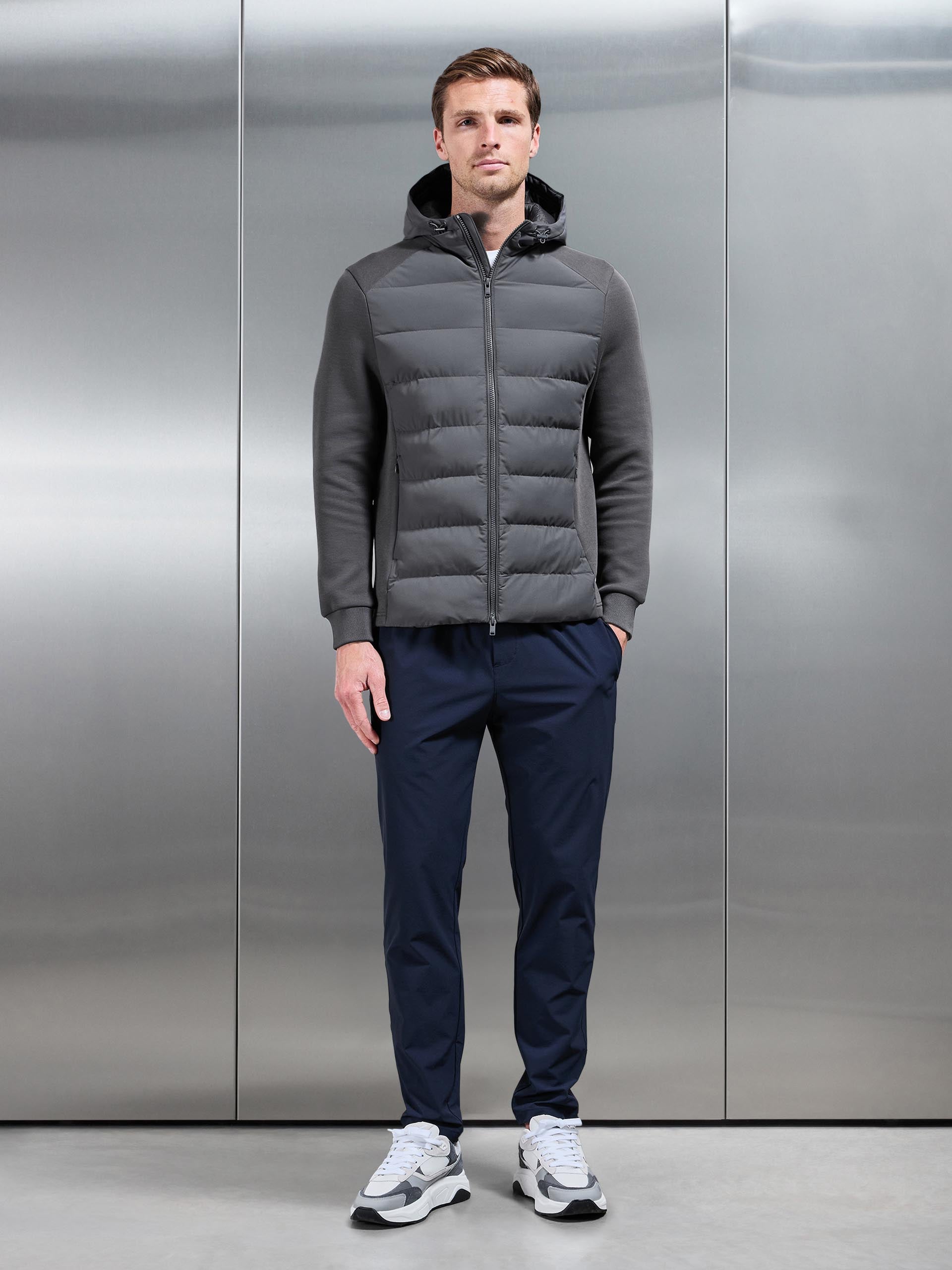 Hybrid Technical Puffer Windbreaker in Grey