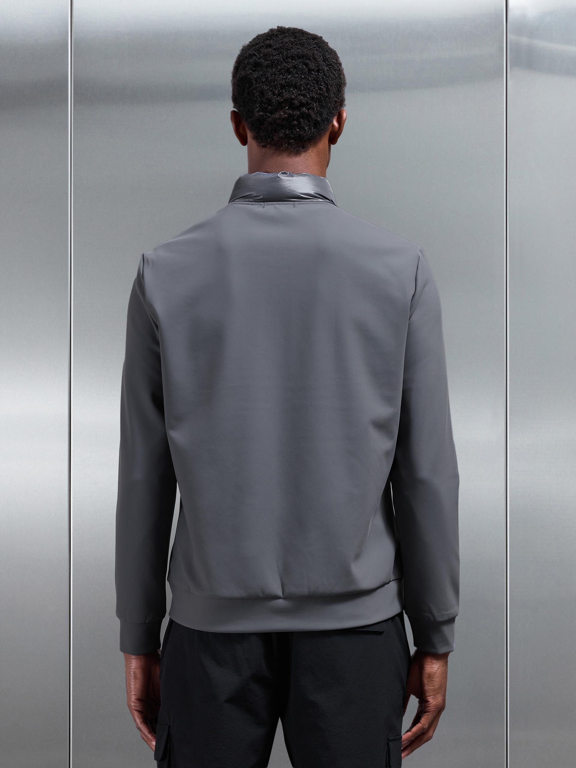 Hybrid Zip Through Puffer Jacket in Grey