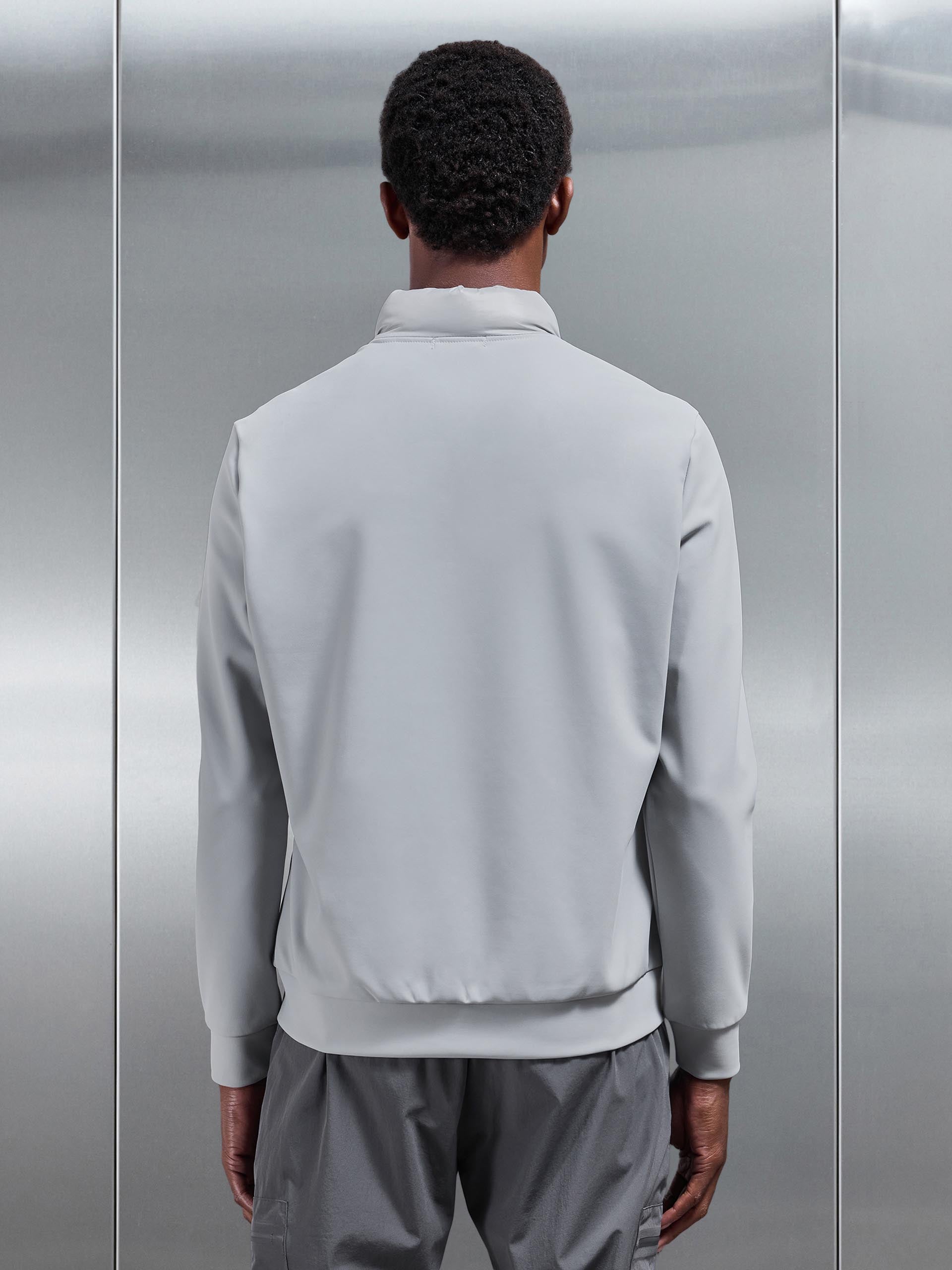 Hybrid Zip Through Puffer Jacket in Mid Grey