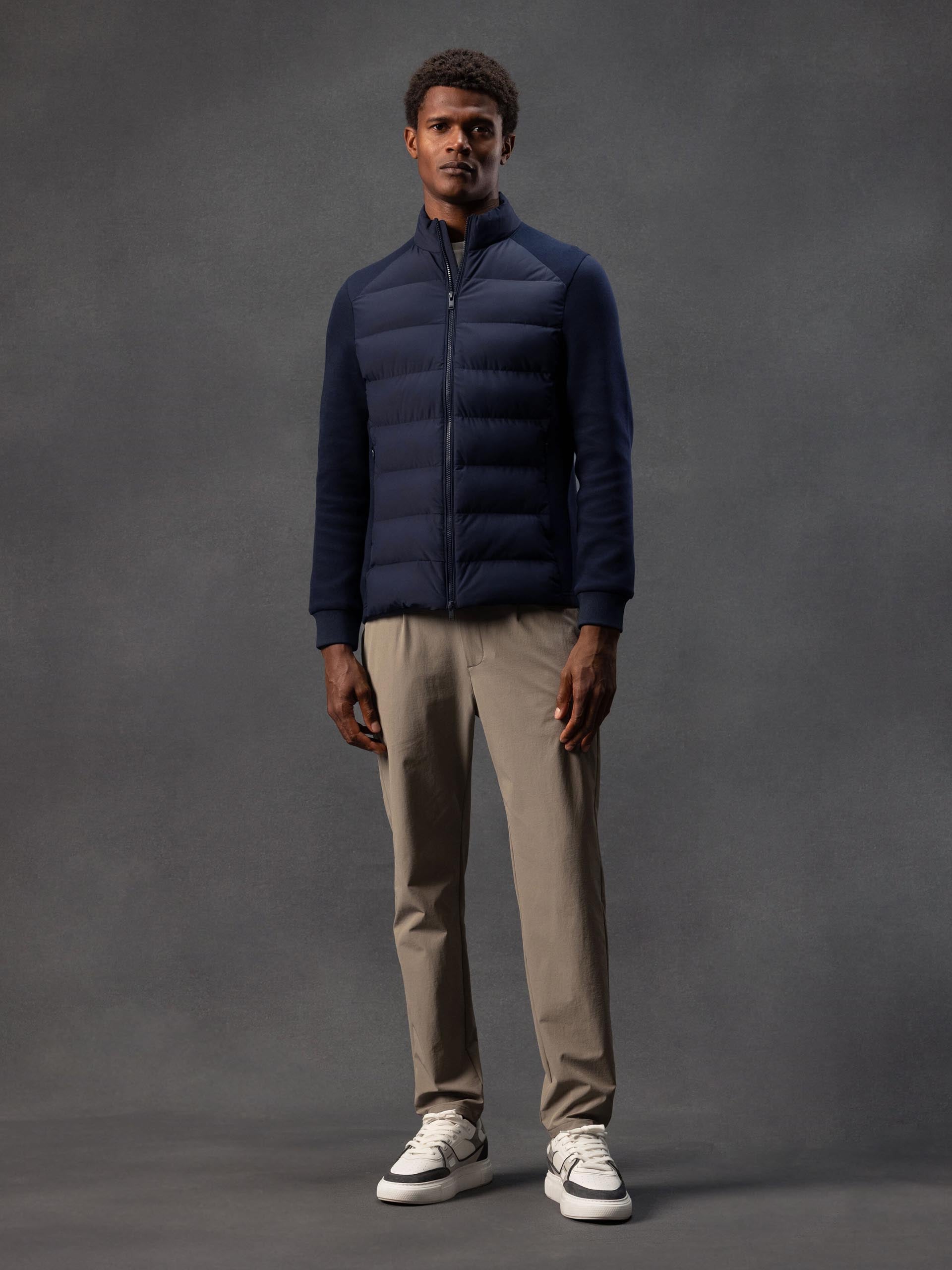 Hybrid Technical Puffer Jacket in Navy