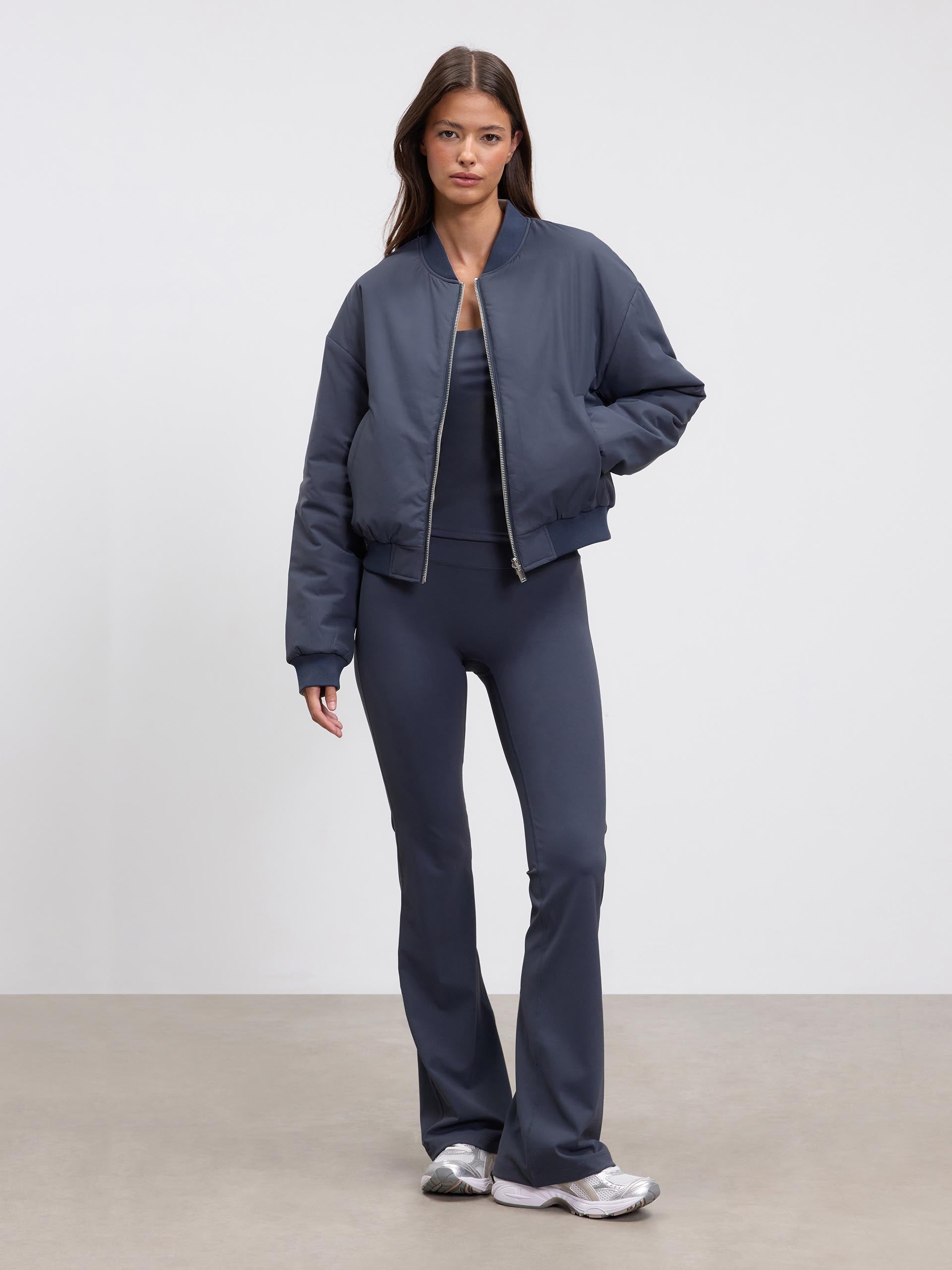 Womens Reversible Bomber Jacket in Slate Blue Stone