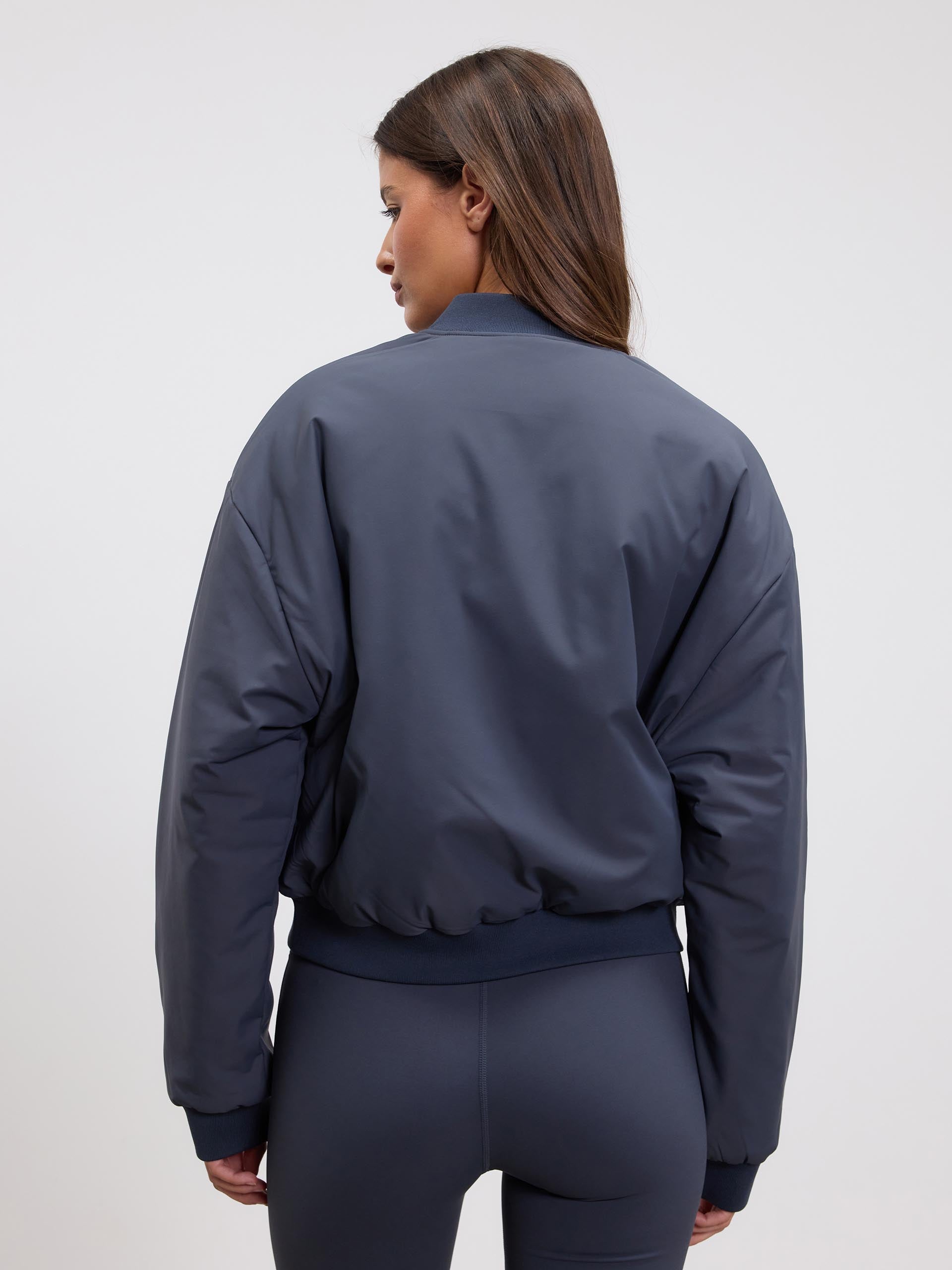 Womens Reversible Bomber Jacket in Slate Blue Stone