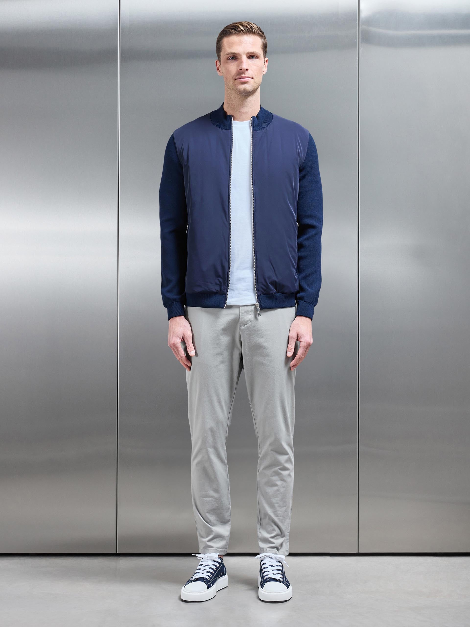 Hybrid Knitted Jacket in Navy