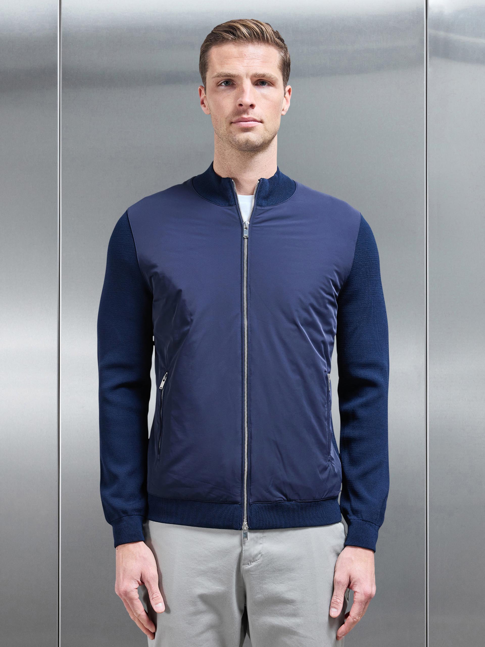 Hybrid Knitted Jacket in Navy