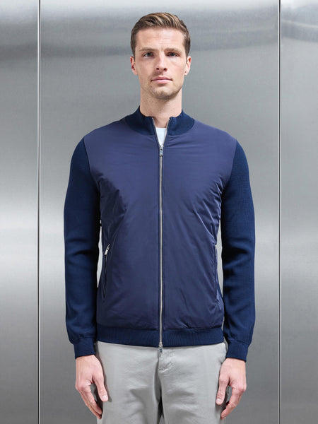 Hybrid Knitted Jacket in Navy
