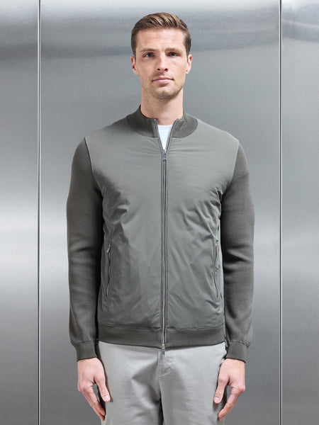 Hybrid Knitted Jacket in Olive