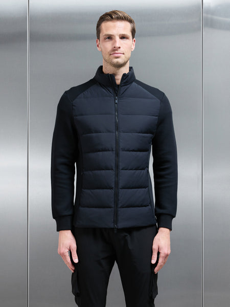 Hybrid Technical Puffer Jacket in Black