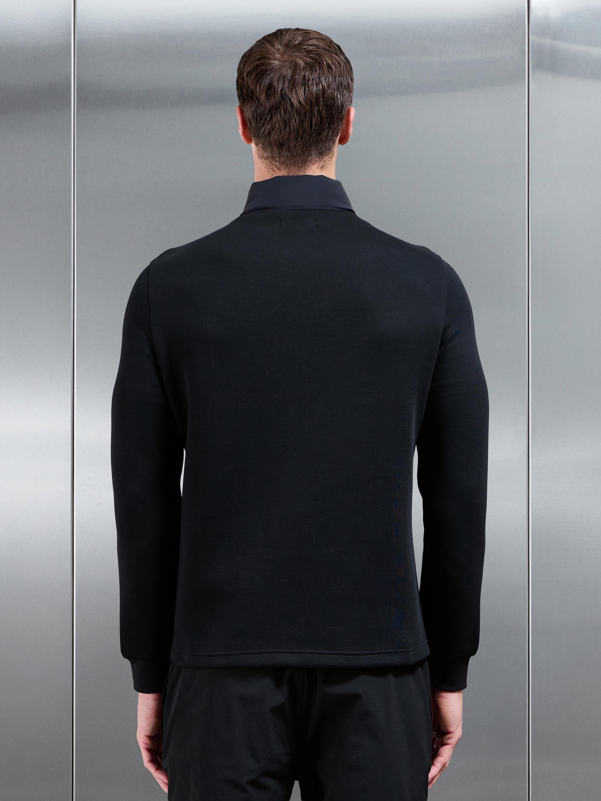 Hybrid Technical Puffer Jacket in Black