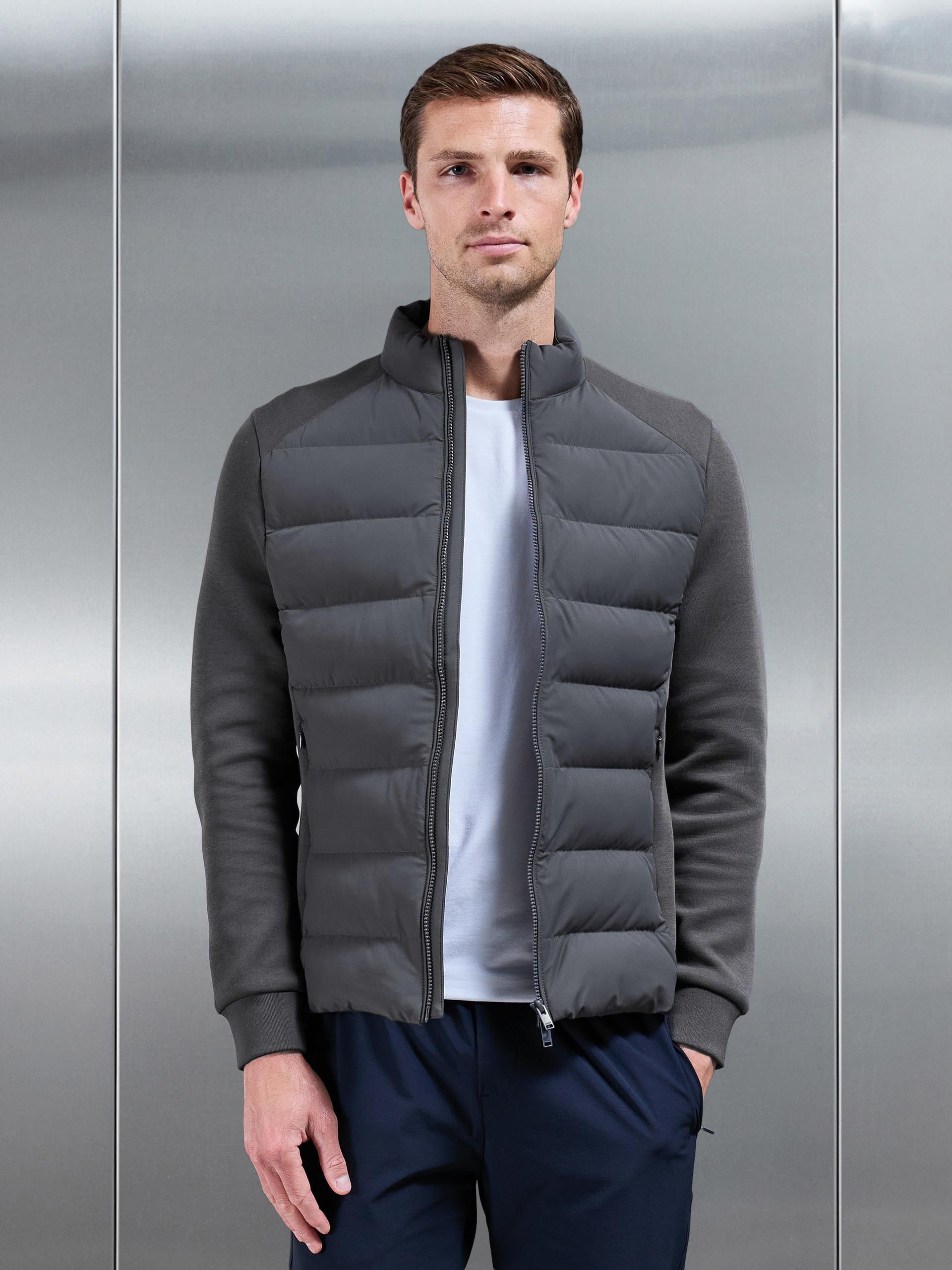 Hybrid Technical Puffer Jacket in Grey