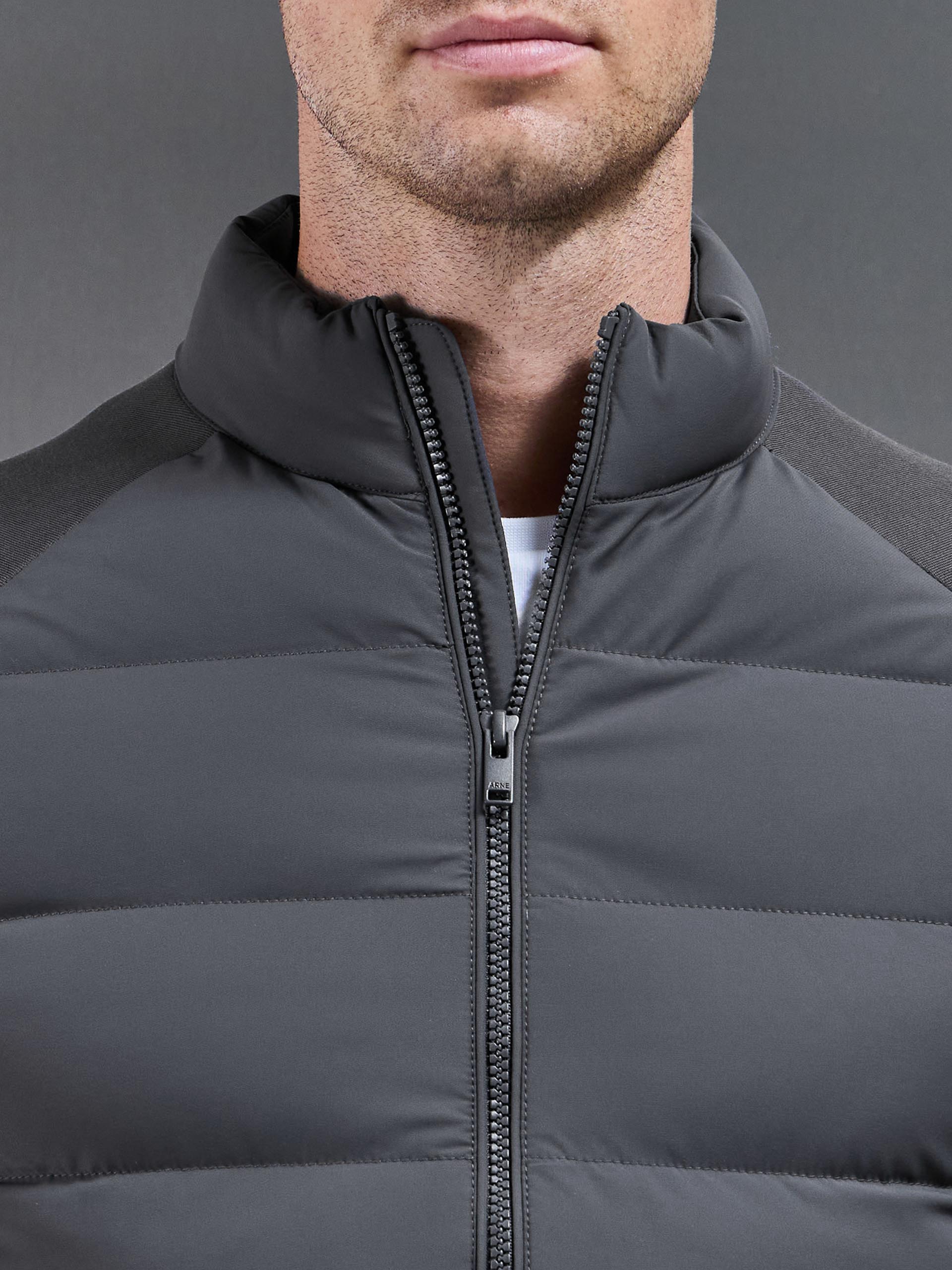 Hybrid Technical Puffer Jacket in Grey